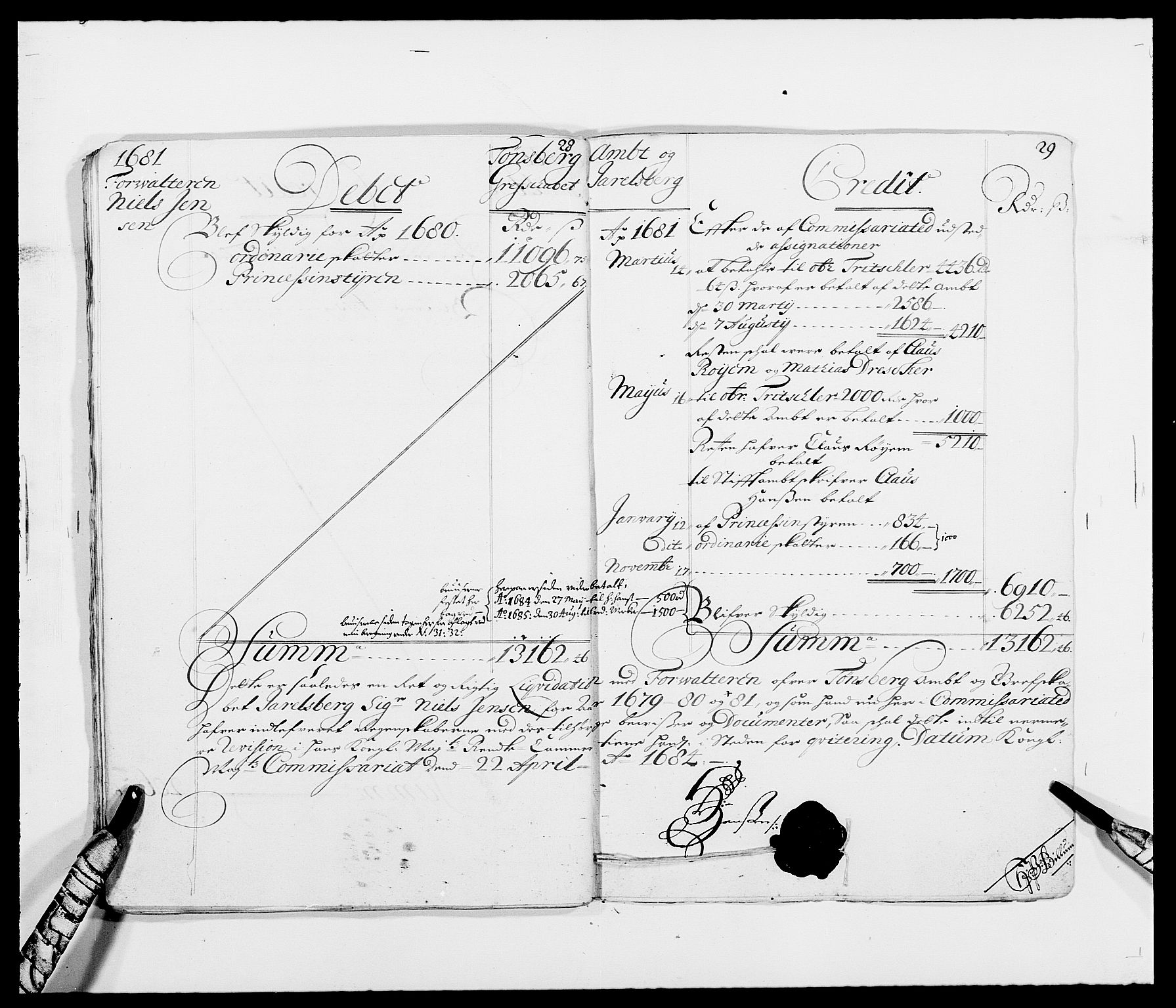 Rentekammeret inntil 1814, Reviderte regnskaper, Fogderegnskap, AV/RA-EA-4092/R32/L1846: Fogderegnskap Jarlsberg grevskap, 1679-1680, s. 26