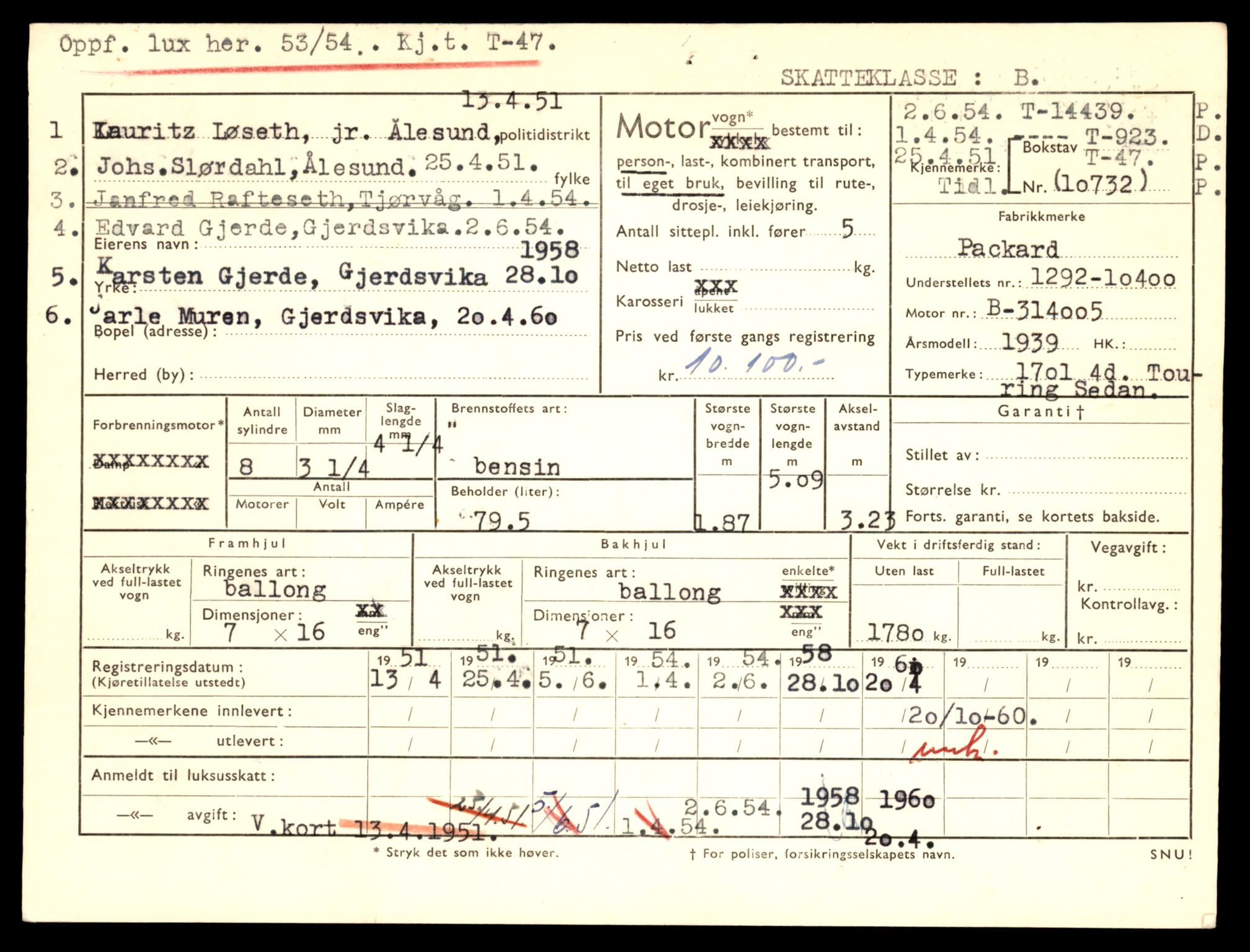 Møre og Romsdal vegkontor - Ålesund trafikkstasjon, AV/SAT-A-4099/F/Fe/L0045: Registreringskort for kjøretøy T 14320 - T 14444, 1927-1998, s. 3096