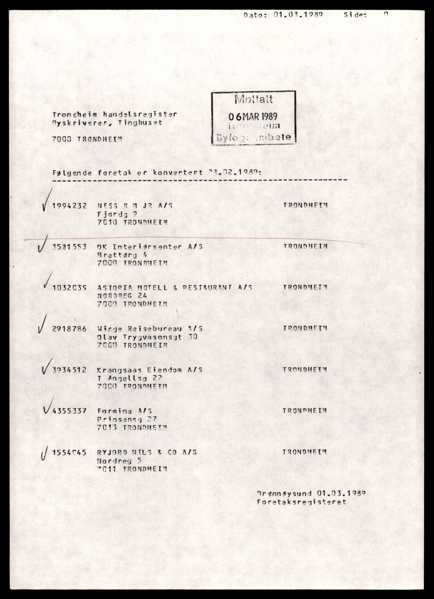 Trondheim byfogd, AV/SAT-A-0003/2/J/Jd/Jdd/L0036: Aksjeselskap, Ner-No, 1944-1990, s. 3