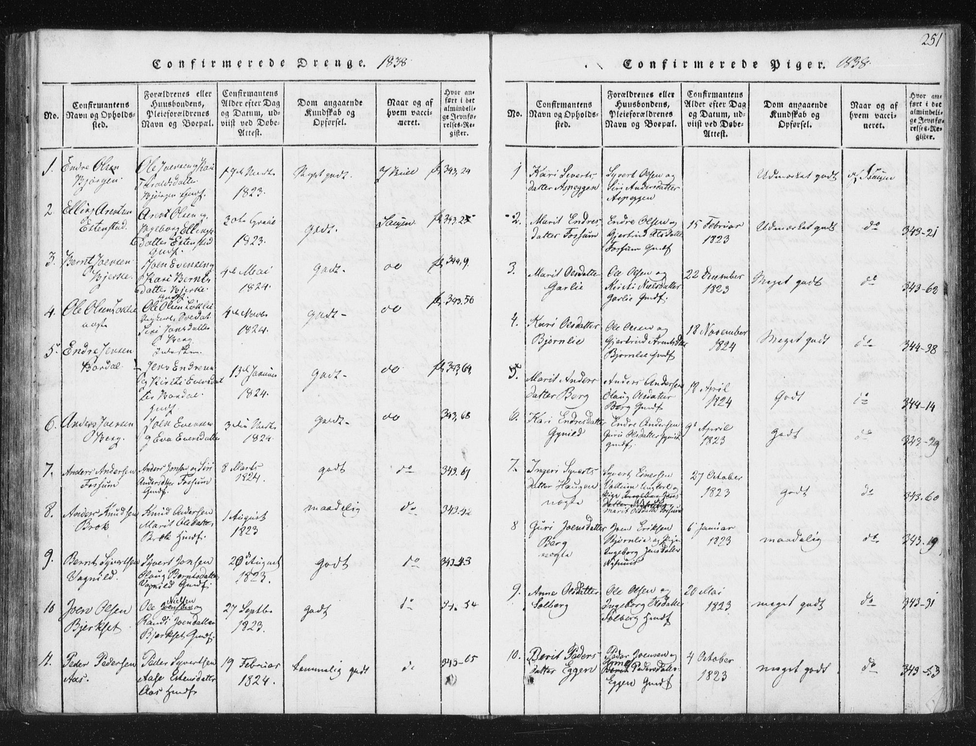Ministerialprotokoller, klokkerbøker og fødselsregistre - Sør-Trøndelag, AV/SAT-A-1456/689/L1037: Ministerialbok nr. 689A02, 1816-1842, s. 251