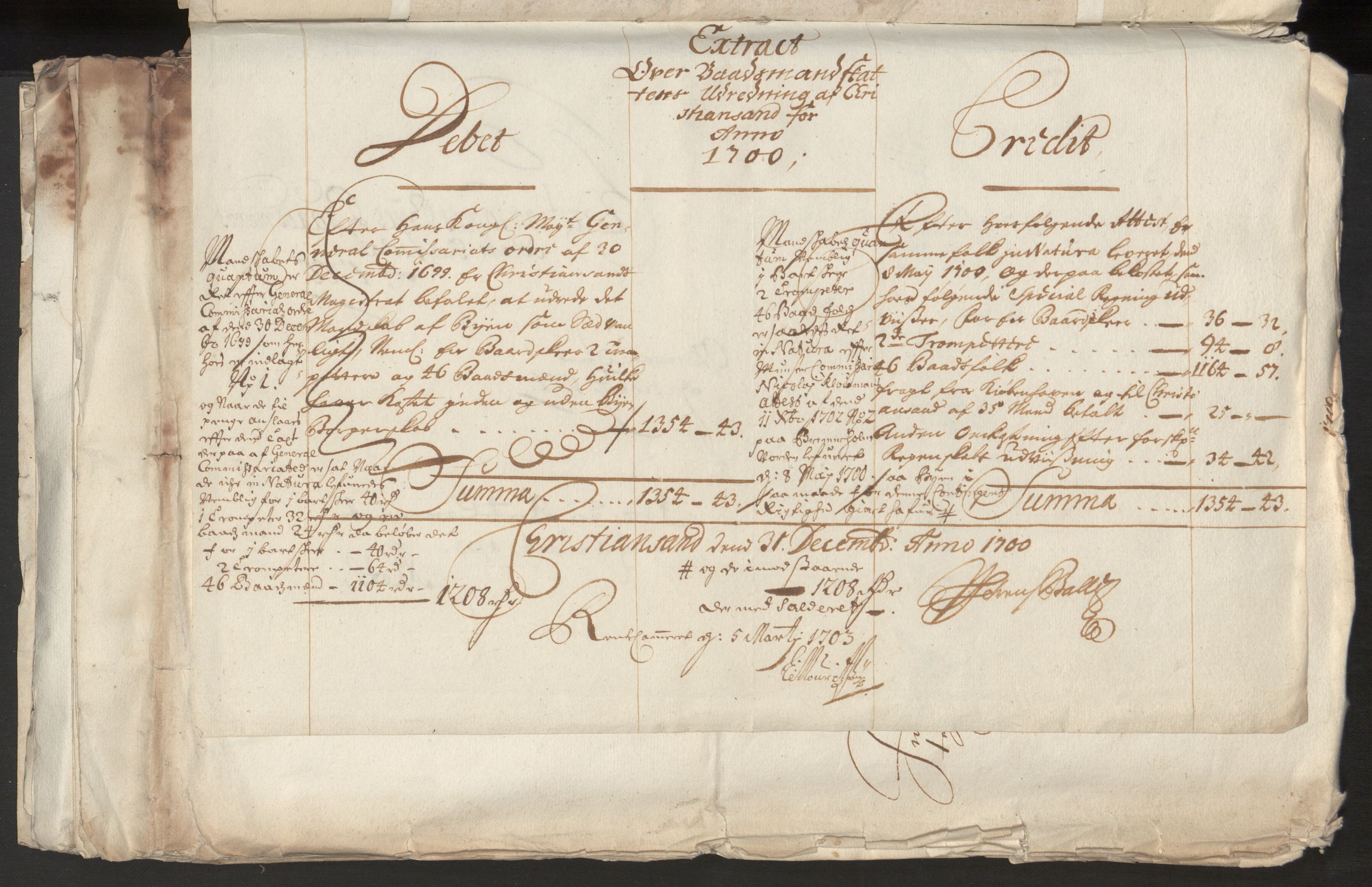 Rentekammeret inntil 1814, Reviderte regnskaper, Byregnskaper, AV/RA-EA-4066/R/Rm/L0258: [M1] Kontribusjonsregnskap, 1664-1700, s. 92