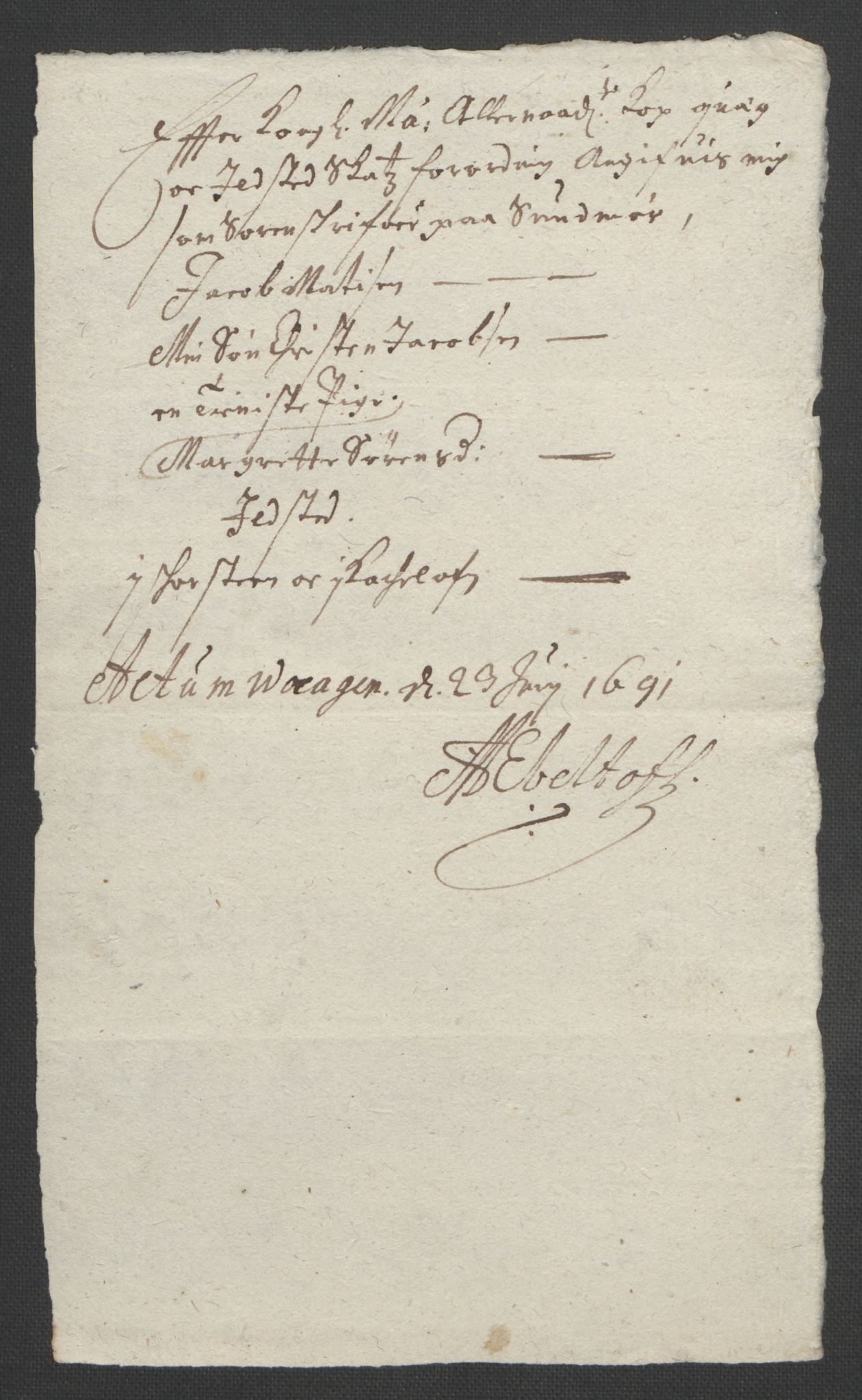 Rentekammeret inntil 1814, Reviderte regnskaper, Fogderegnskap, AV/RA-EA-4092/R54/L3554: Fogderegnskap Sunnmøre, 1691-1693, s. 107