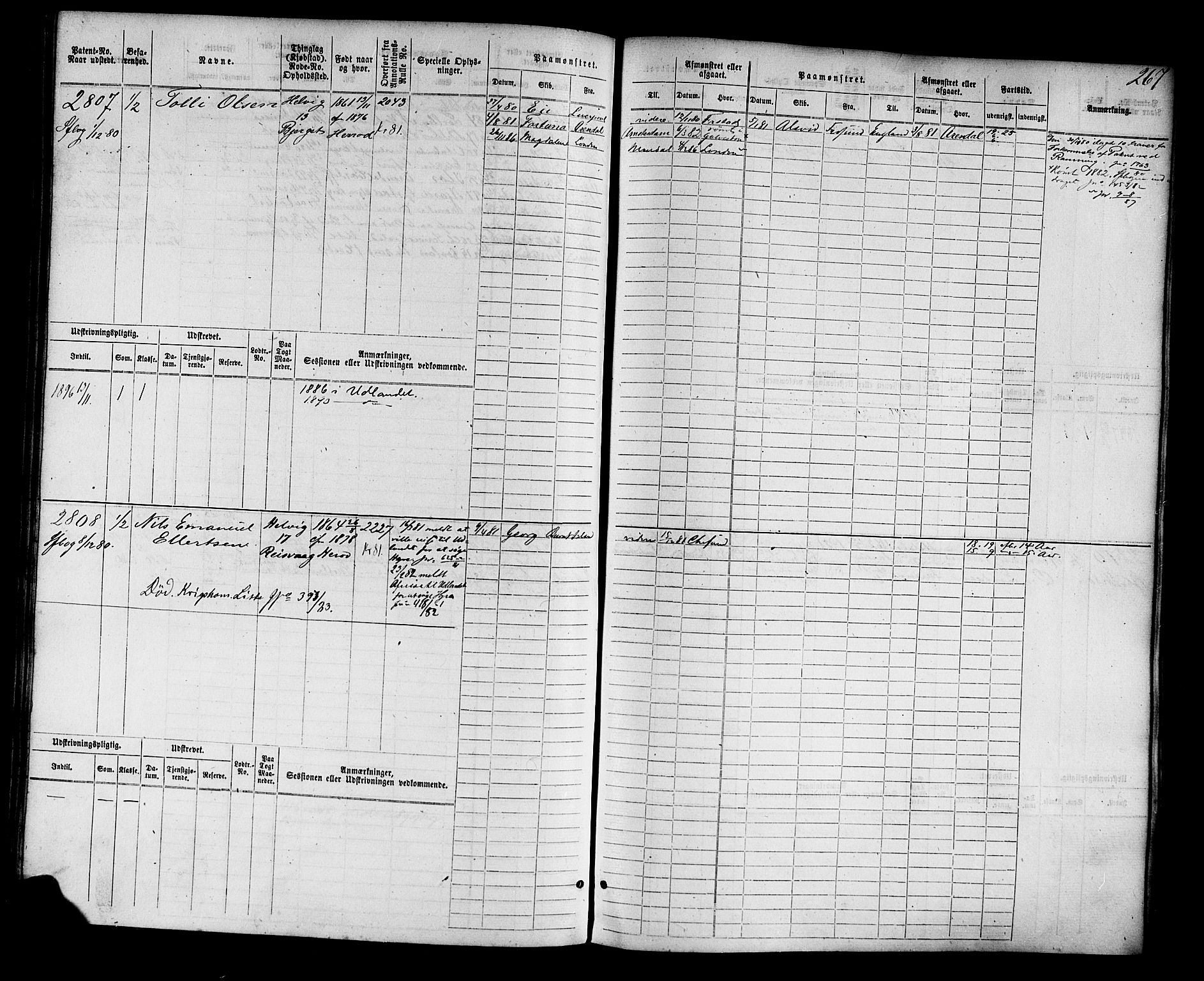 Farsund mønstringskrets, AV/SAK-2031-0017/F/Fb/L0004: Hovedrulle nr 2275-3040, M-7, 1875-1915, s. 275