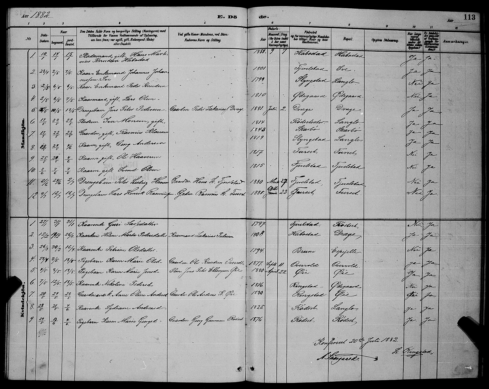 Ministerialprotokoller, klokkerbøker og fødselsregistre - Møre og Romsdal, SAT/A-1454/520/L0292: Klokkerbok nr. 520C04, 1882-1901, s. 113