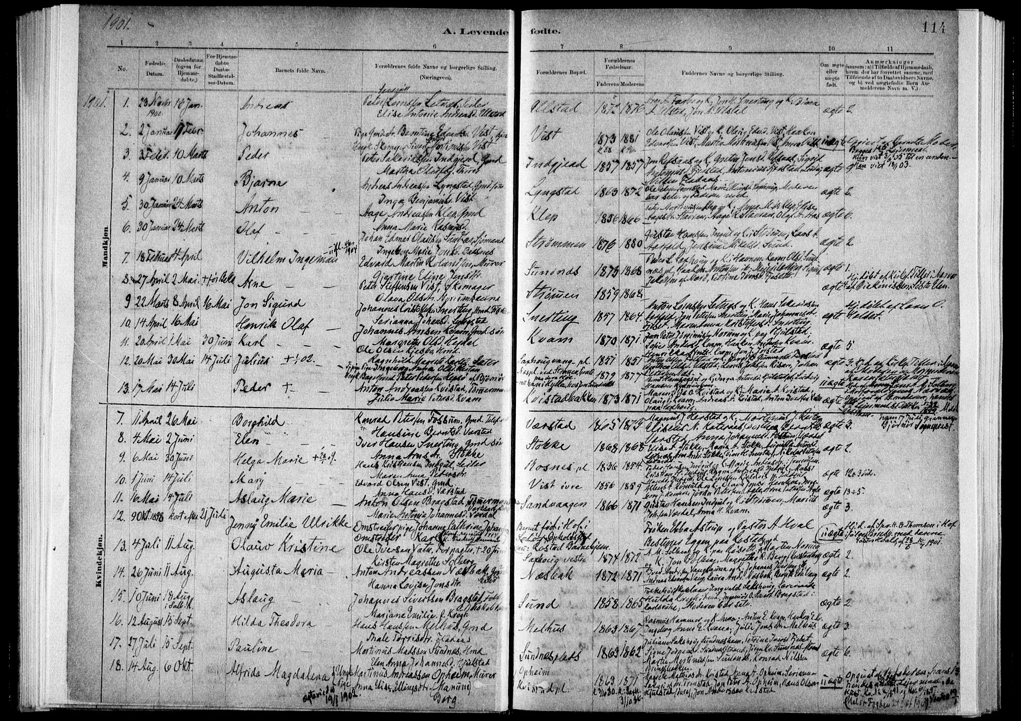 Ministerialprotokoller, klokkerbøker og fødselsregistre - Nord-Trøndelag, SAT/A-1458/730/L0285: Ministerialbok nr. 730A10, 1879-1914, s. 114