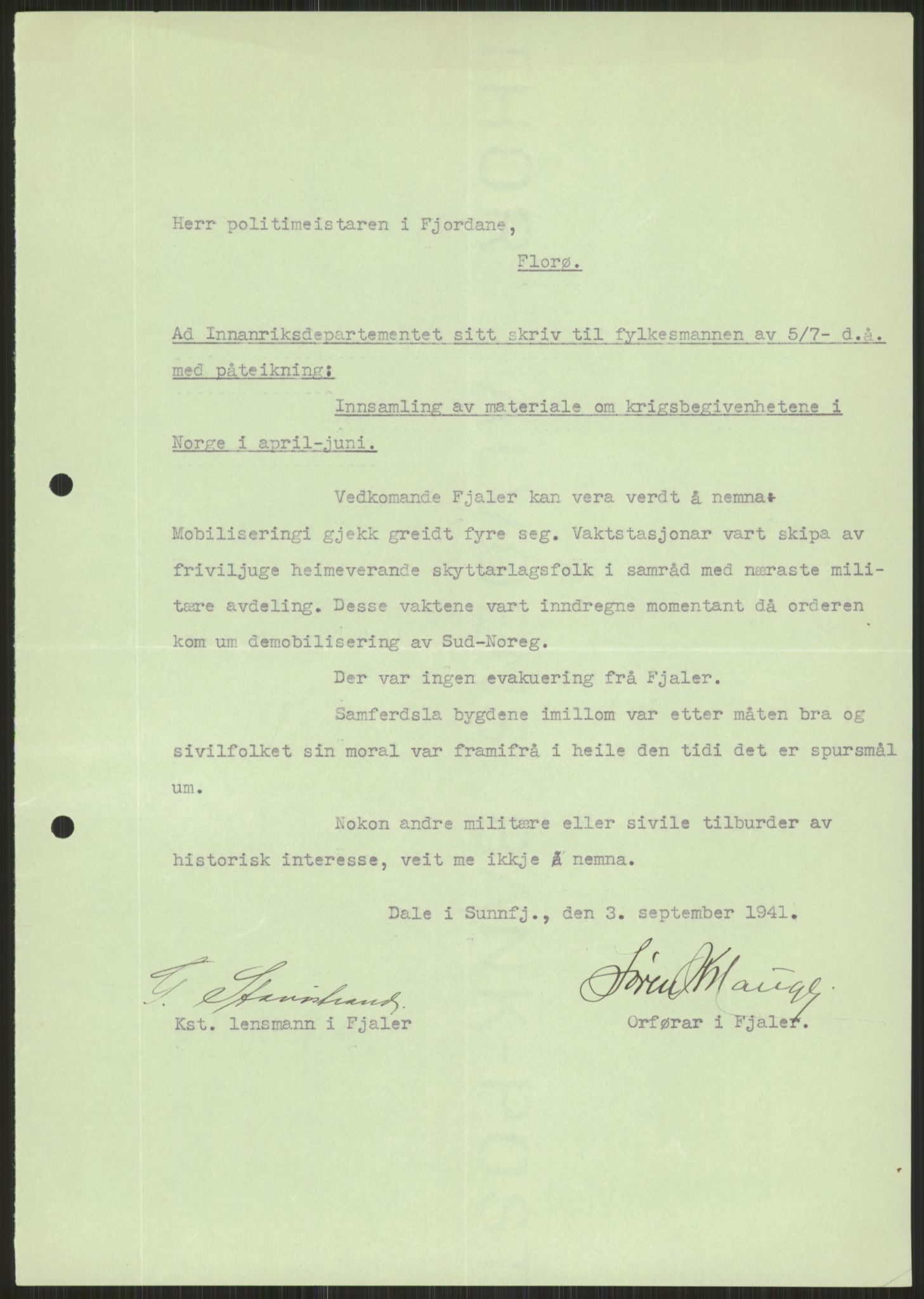 Forsvaret, Forsvarets krigshistoriske avdeling, RA/RAFA-2017/Y/Ya/L0015: II-C-11-31 - Fylkesmenn.  Rapporter om krigsbegivenhetene 1940., 1940, s. 522