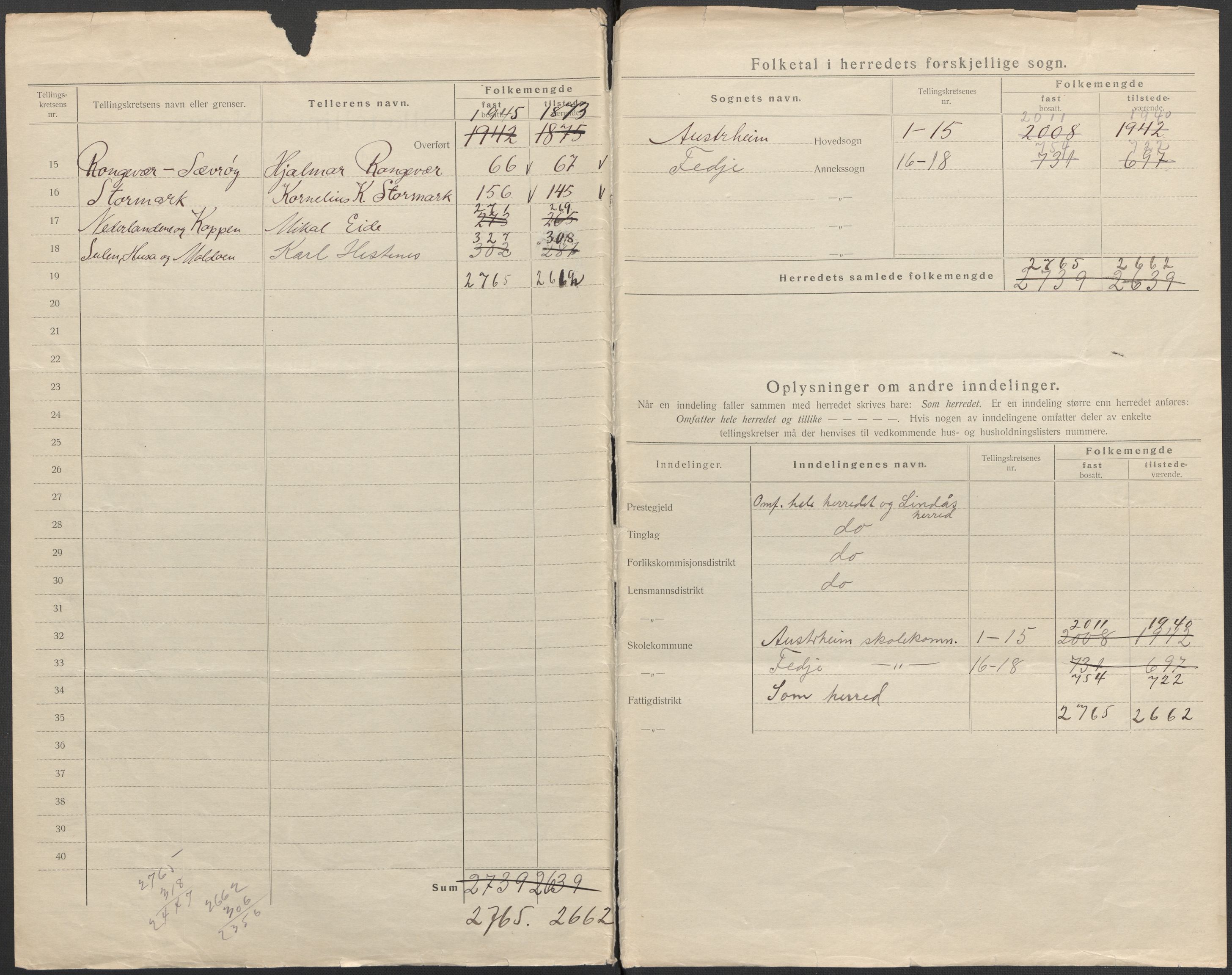 SAB, Folketelling 1920 for 1264 Austrheim herred, 1920, s. 3