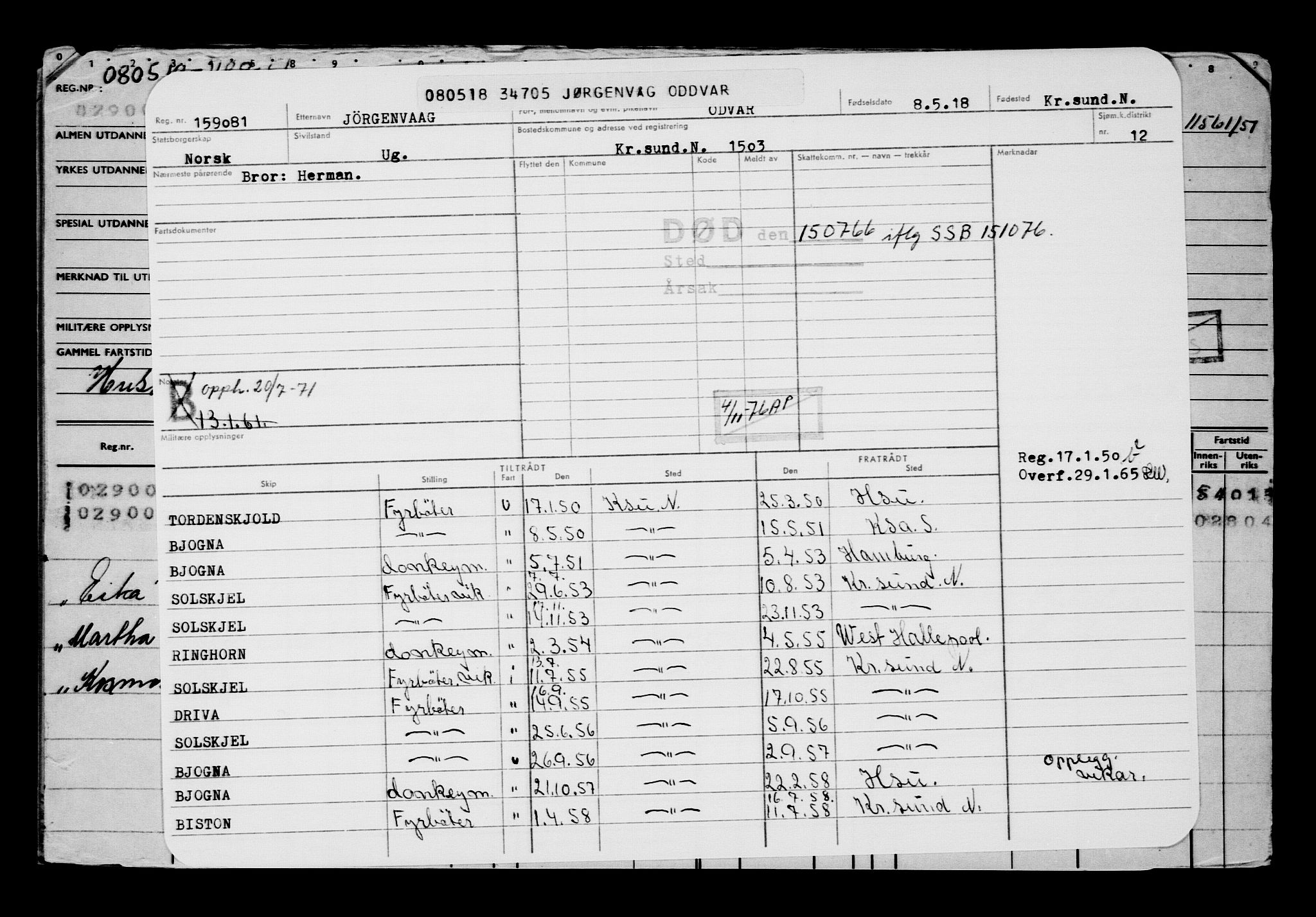 Direktoratet for sjømenn, AV/RA-S-3545/G/Gb/L0158: Hovedkort, 1918, s. 148