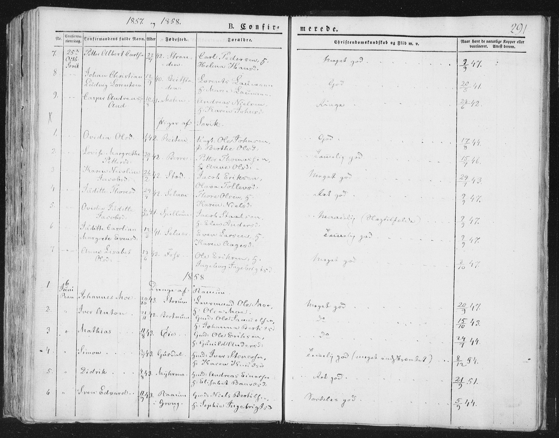Ministerialprotokoller, klokkerbøker og fødselsregistre - Nord-Trøndelag, AV/SAT-A-1458/764/L0551: Ministerialbok nr. 764A07a, 1824-1864, s. 291