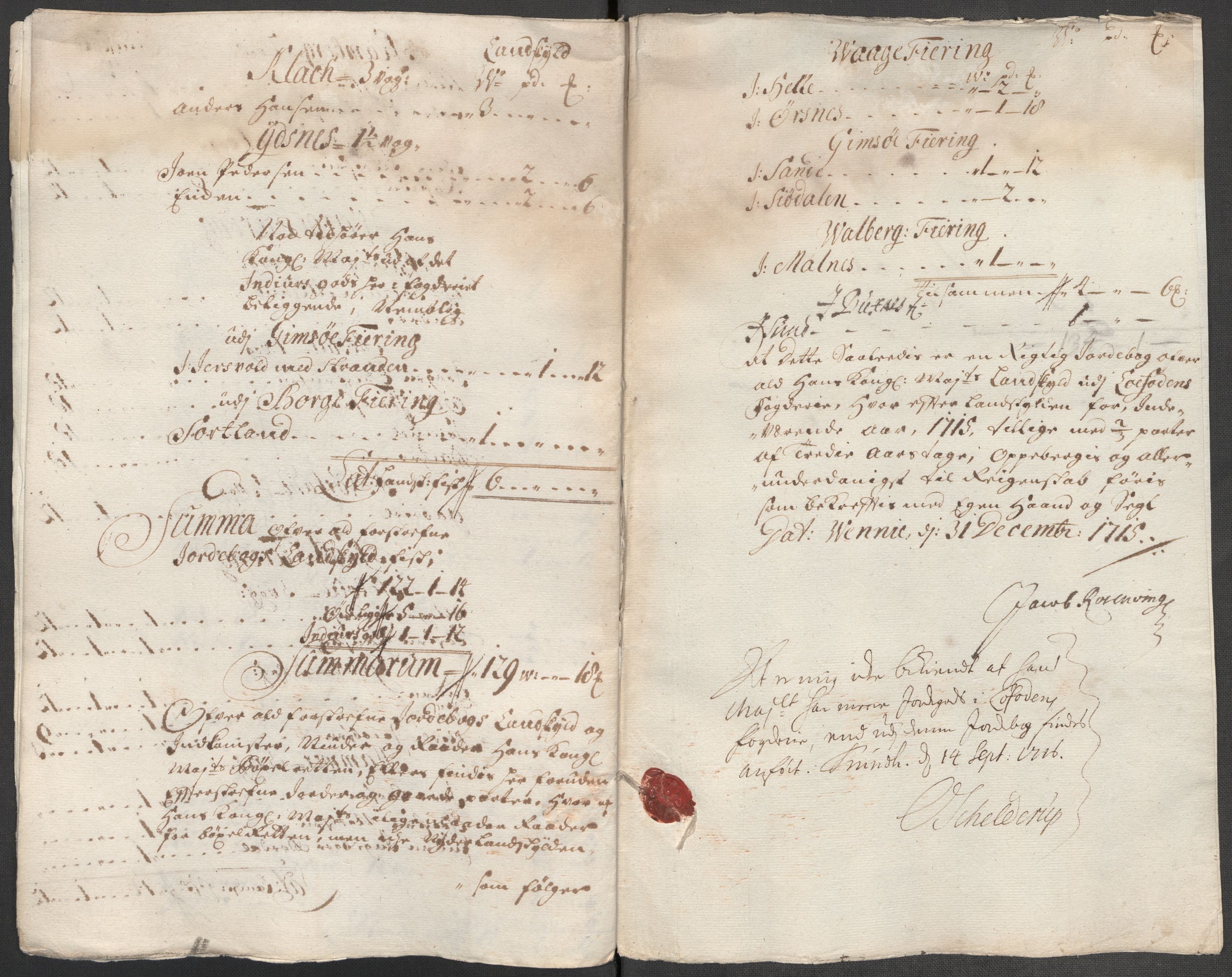 Rentekammeret inntil 1814, Reviderte regnskaper, Fogderegnskap, RA/EA-4092/R67/L4681: Fogderegnskap Vesterålen, Andenes og Lofoten, 1715, s. 143