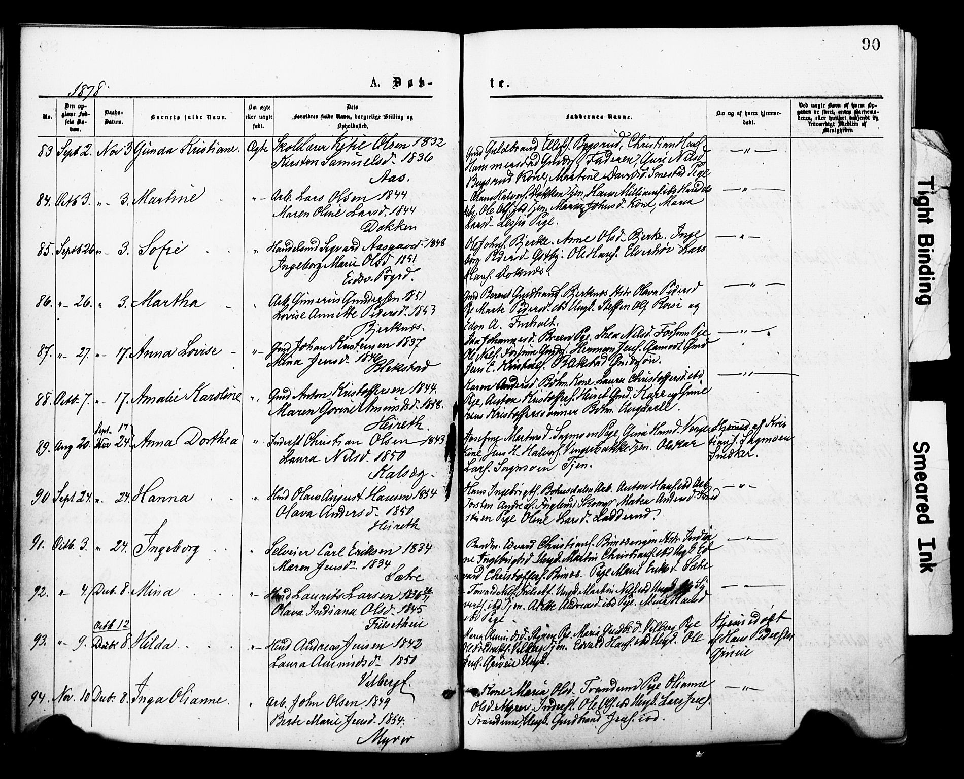 Eidsvoll prestekontor Kirkebøker, AV/SAO-A-10888/F/Fa/L0001: Ministerialbok nr. I 1, 1877-1881, s. 90
