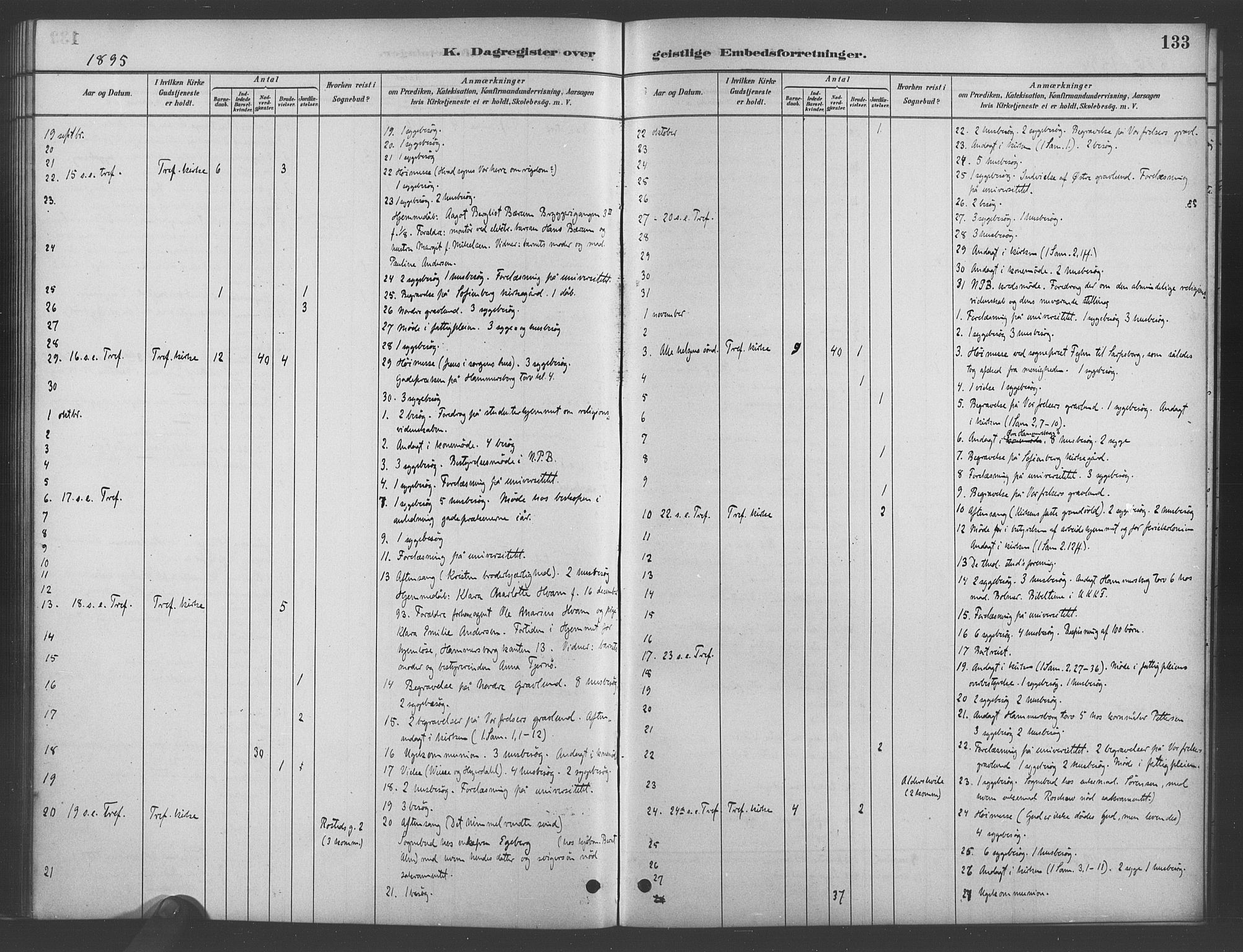 Trefoldighet prestekontor Kirkebøker, AV/SAO-A-10882/I/Ia/L0003: Dagsregister nr. 3, 1881-1901, s. 133