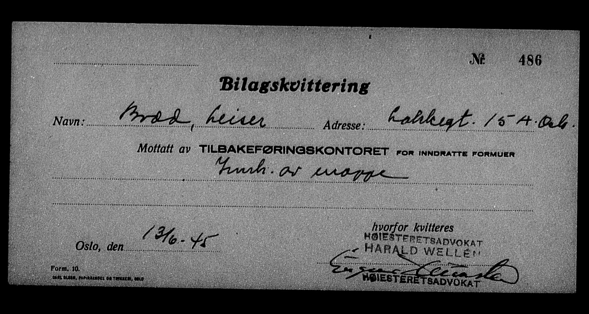 Justisdepartementet, Tilbakeføringskontoret for inndratte formuer, AV/RA-S-1564/H/Hc/Hcc/L0927: --, 1945-1947, s. 9