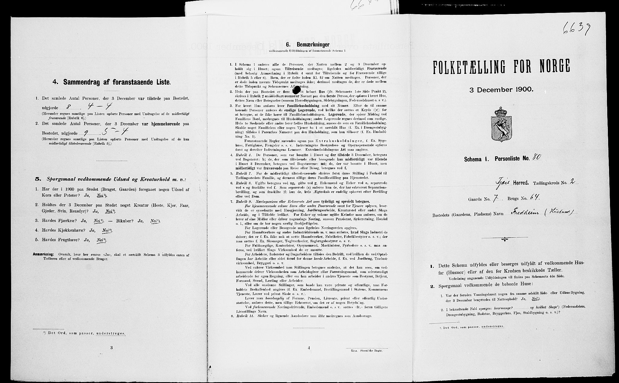 SAK, Folketelling 1900 for 0923 Fjære herred, 1900, s. 480