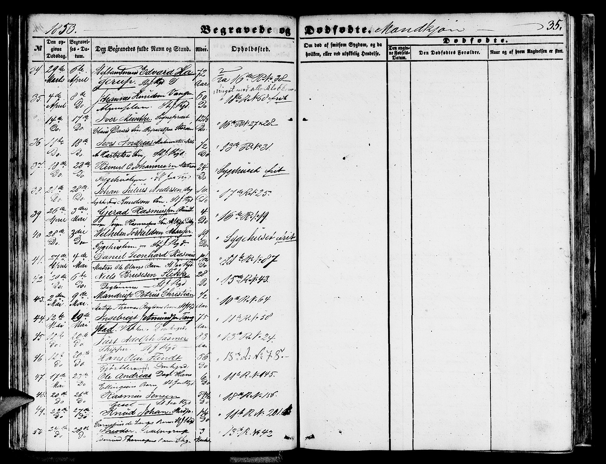 Domkirken sokneprestembete, AV/SAB-A-74801/H/Hab/L0038: Klokkerbok nr. E 2, 1847-1859, s. 35