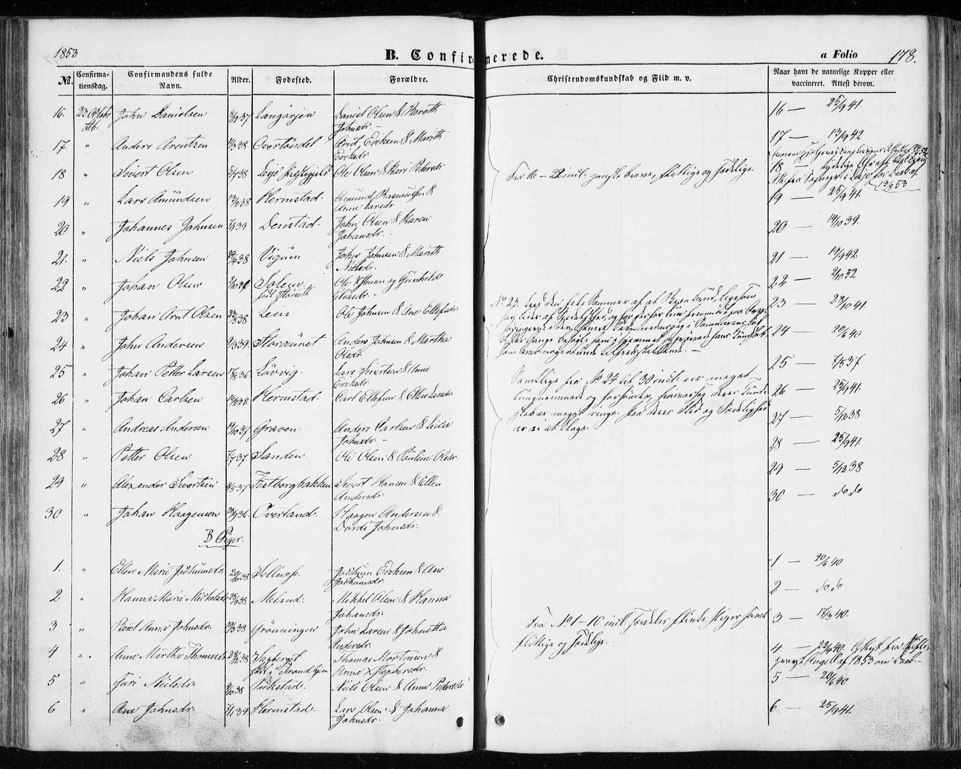 Ministerialprotokoller, klokkerbøker og fødselsregistre - Sør-Trøndelag, AV/SAT-A-1456/646/L0611: Ministerialbok nr. 646A09, 1848-1857, s. 178