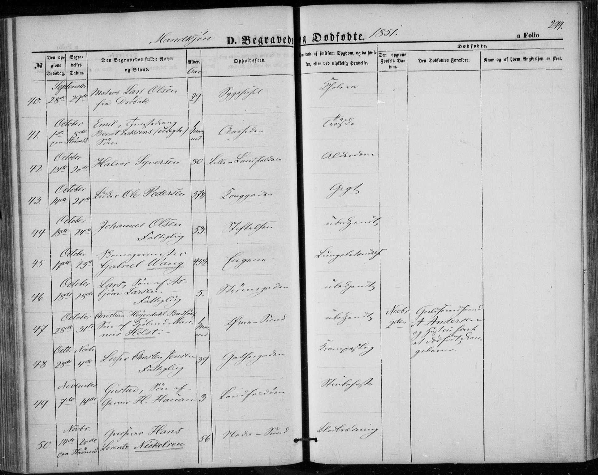 Bragernes kirkebøker, AV/SAKO-A-6/F/Fb/L0002: Ministerialbok nr. II 2, 1848-1859, s. 299