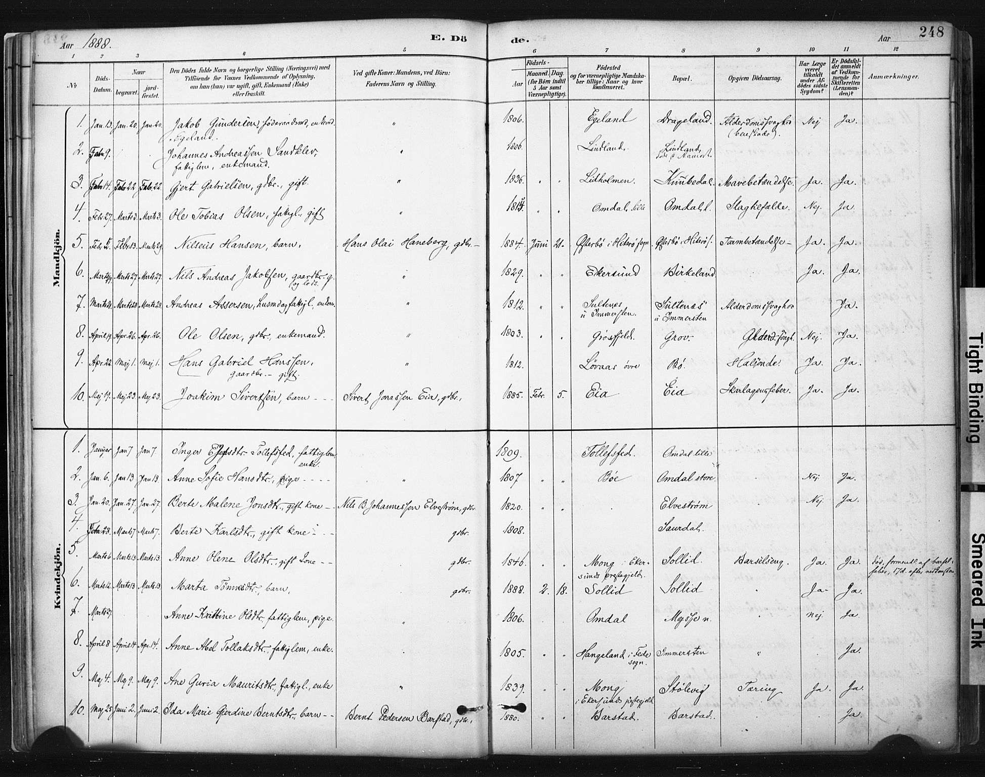 Sokndal sokneprestkontor, SAST/A-101808: Ministerialbok nr. A 11.2, 1887-1905, s. 248