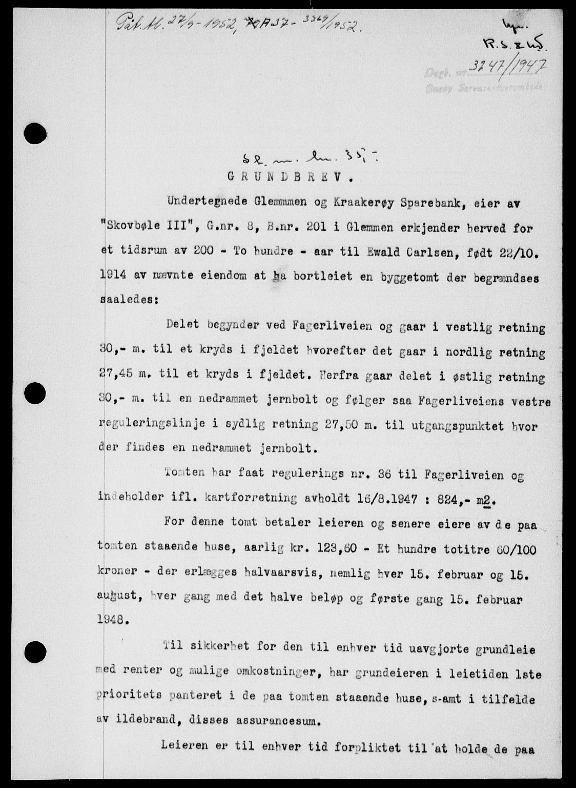 Onsøy sorenskriveri, SAO/A-10474/G/Ga/Gab/L0022: Pantebok nr. II A-22, 1947-1948, Dagboknr: 3247/1947