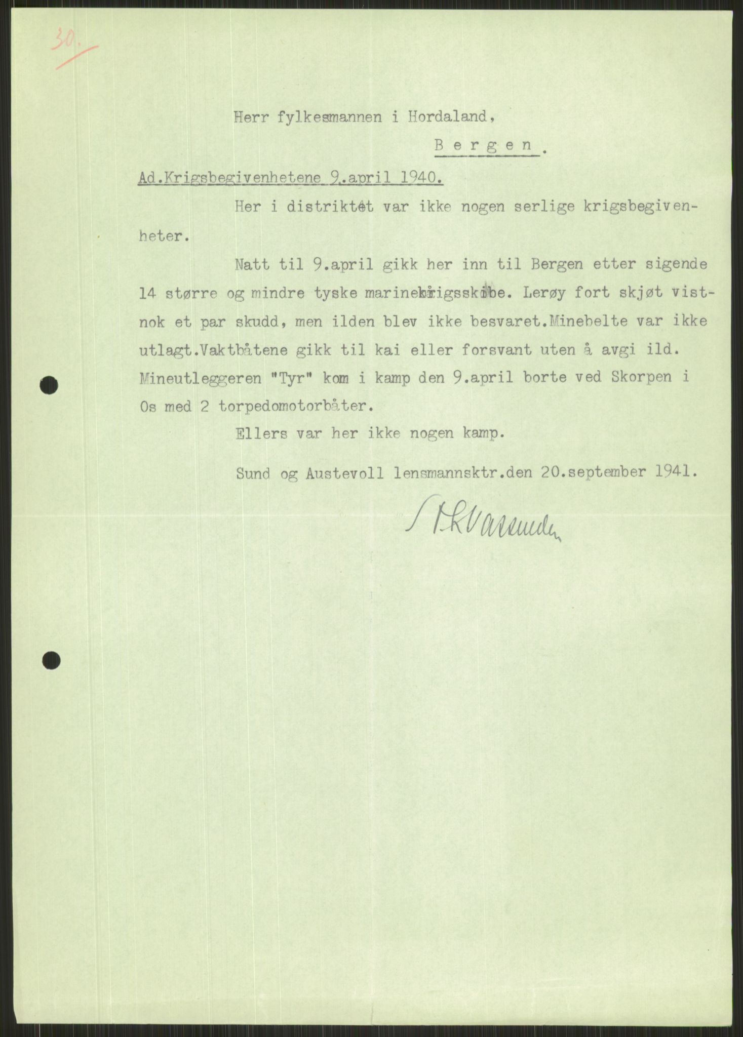 Forsvaret, Forsvarets krigshistoriske avdeling, RA/RAFA-2017/Y/Ya/L0015: II-C-11-31 - Fylkesmenn.  Rapporter om krigsbegivenhetene 1940., 1940, s. 418