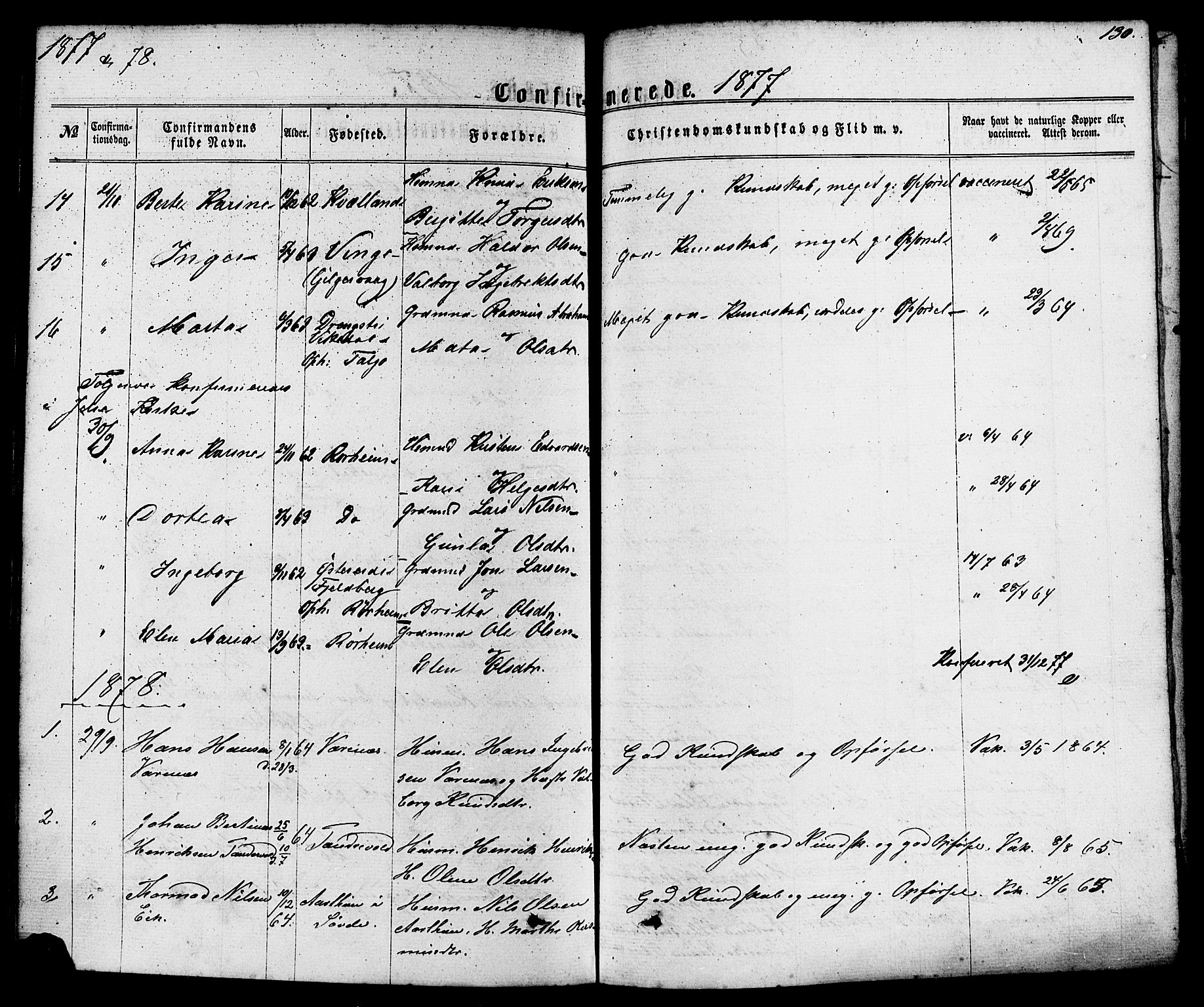 Nedstrand sokneprestkontor, SAST/A-101841/01/IV: Ministerialbok nr. A 10, 1861-1887, s. 130