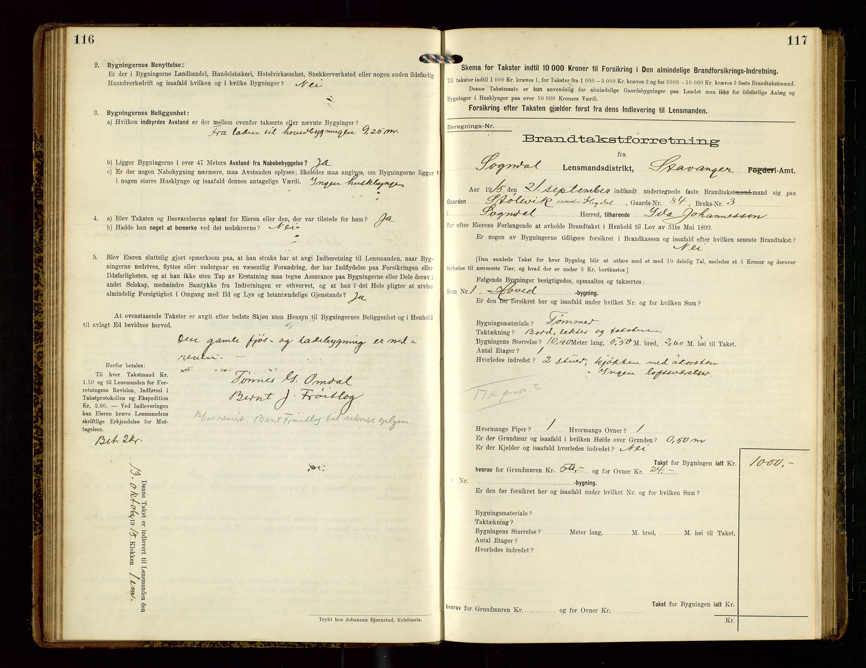 Sokndal lensmannskontor, AV/SAST-A-100417/Gob/L0003: "Brandtakst-Protokol", 1914-1917, s. 116-117