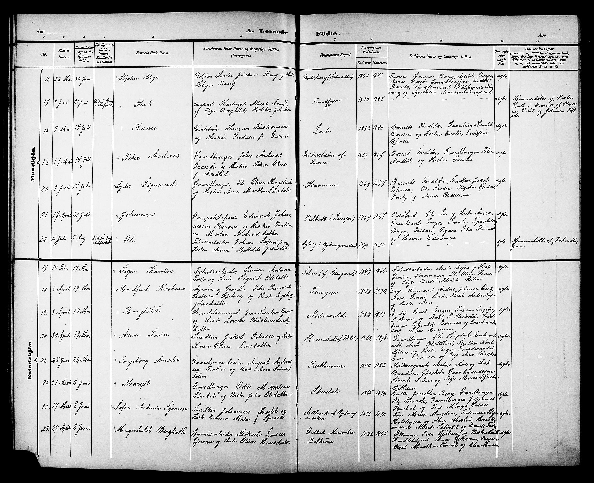 Ministerialprotokoller, klokkerbøker og fødselsregistre - Sør-Trøndelag, SAT/A-1456/606/L0313: Klokkerbok nr. 606C09, 1895-1910