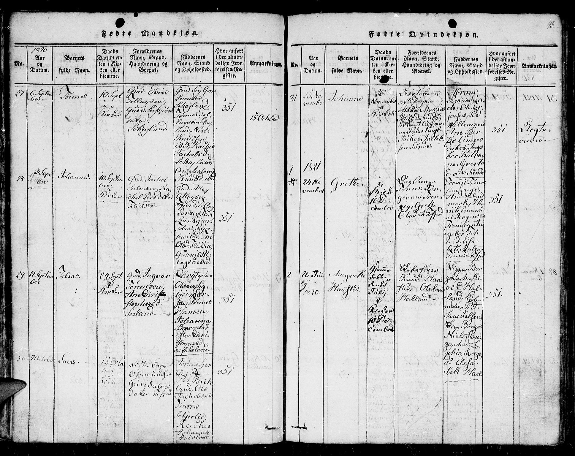 Flekkefjord sokneprestkontor, AV/SAK-1111-0012/F/Fb/Fbc/L0003: Klokkerbok nr. B 3, 1815-1826, s. 43