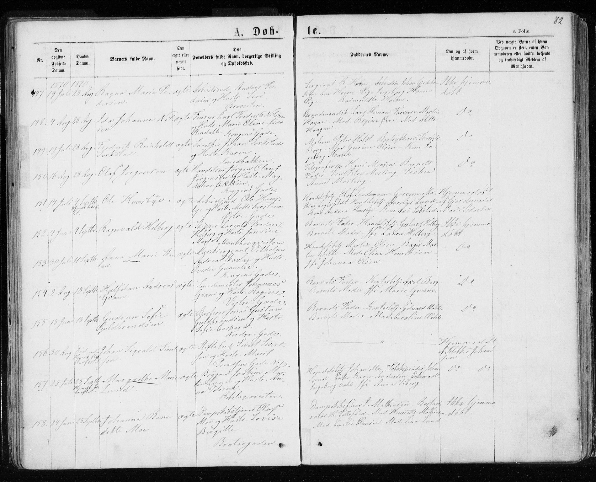 Ministerialprotokoller, klokkerbøker og fødselsregistre - Sør-Trøndelag, AV/SAT-A-1456/601/L0054: Ministerialbok nr. 601A22, 1866-1877, s. 82