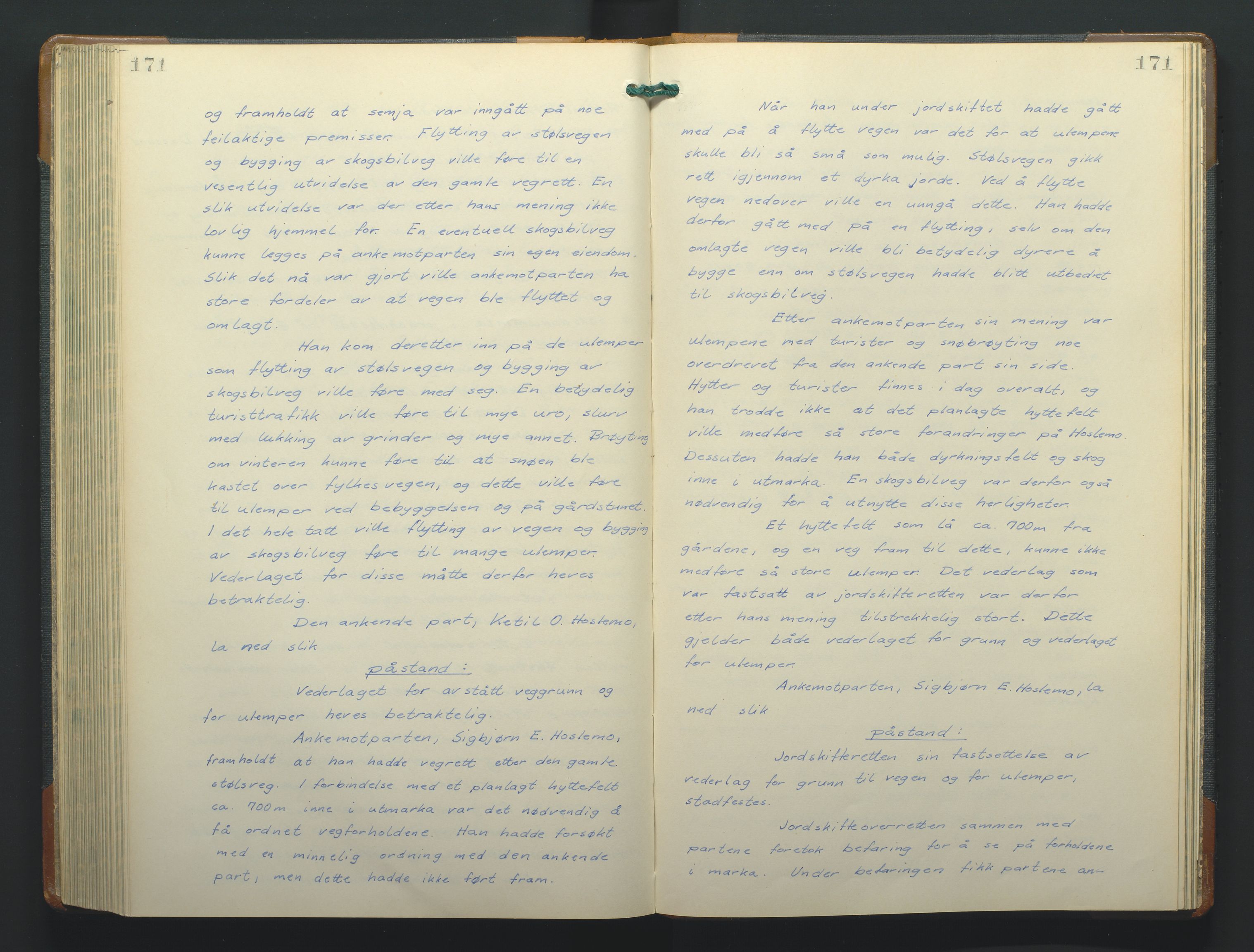 Jordskifteoverdommeren i Agder og Rogaland, AV/SAK-1541-0001/F/Fa/Faa/L0005: Overutskiftningsprotokoll Setesdal sorenskriveri nr 5, 1926-1974, s. 171