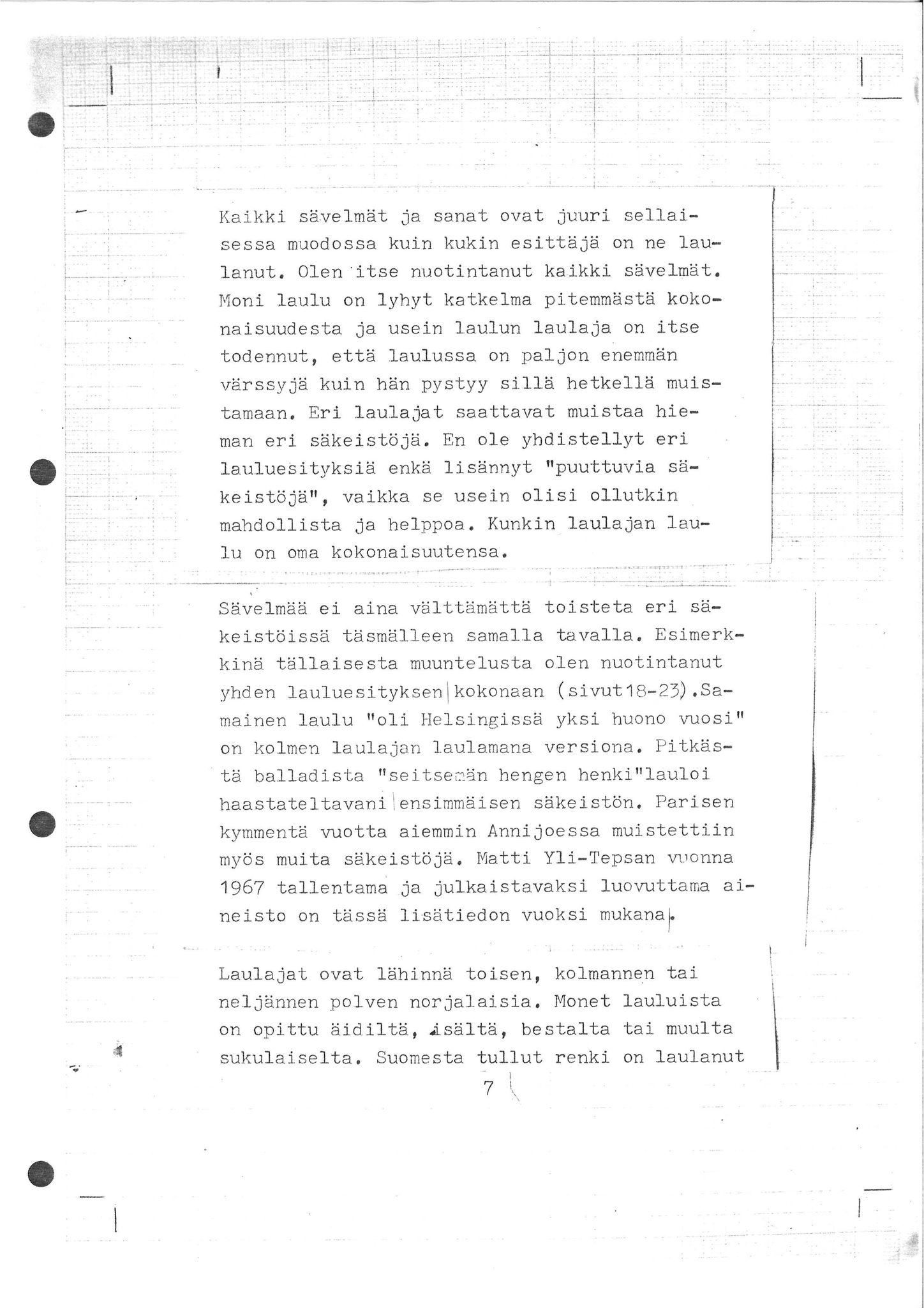 Vadsø museum - Ruija kvenmuseum, VAMU/A-0531/G/L0001/0001: Innsamling / Innsamling av kvenmusikk, 1987-1988, s. 130