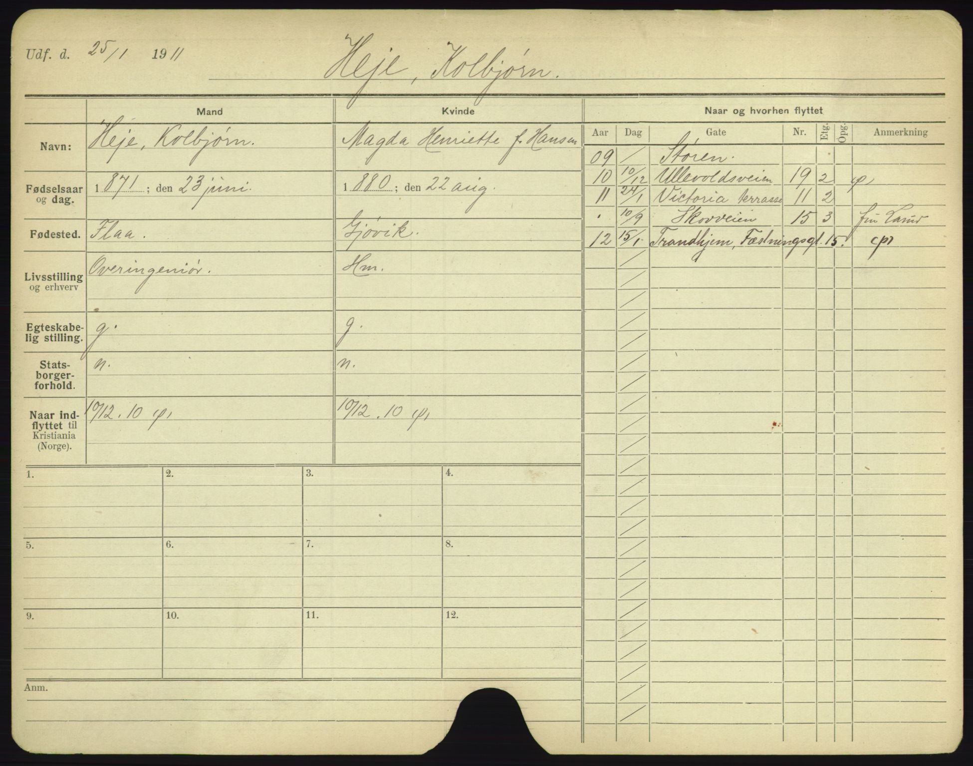 Oslo folkeregister, Registerkort, AV/SAO-A-11715/F/Fa/Fac/L0004: Menn, 1906-1914, s. 543a