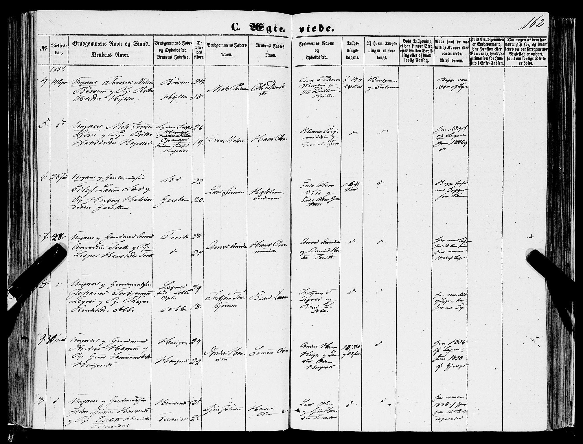 Ulvik sokneprestembete, AV/SAB-A-78801/H/Haa: Ministerialbok nr. A 13, 1853-1863, s. 162