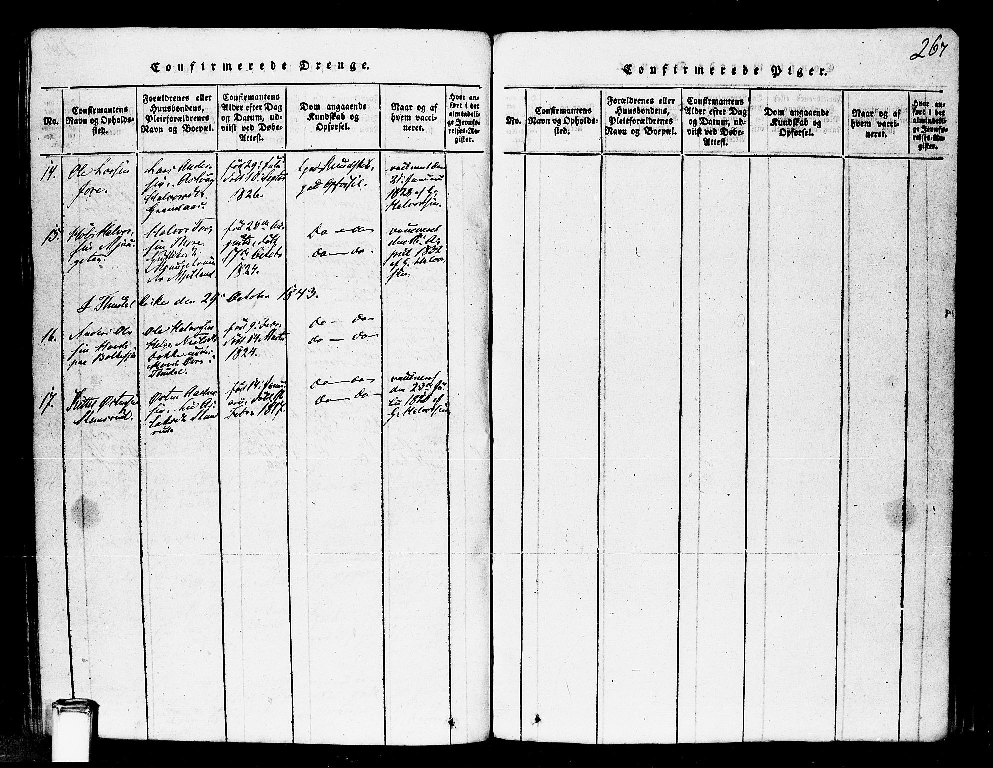 Gransherad kirkebøker, SAKO/A-267/F/Fa/L0001: Ministerialbok nr. I 1, 1815-1843, s. 267