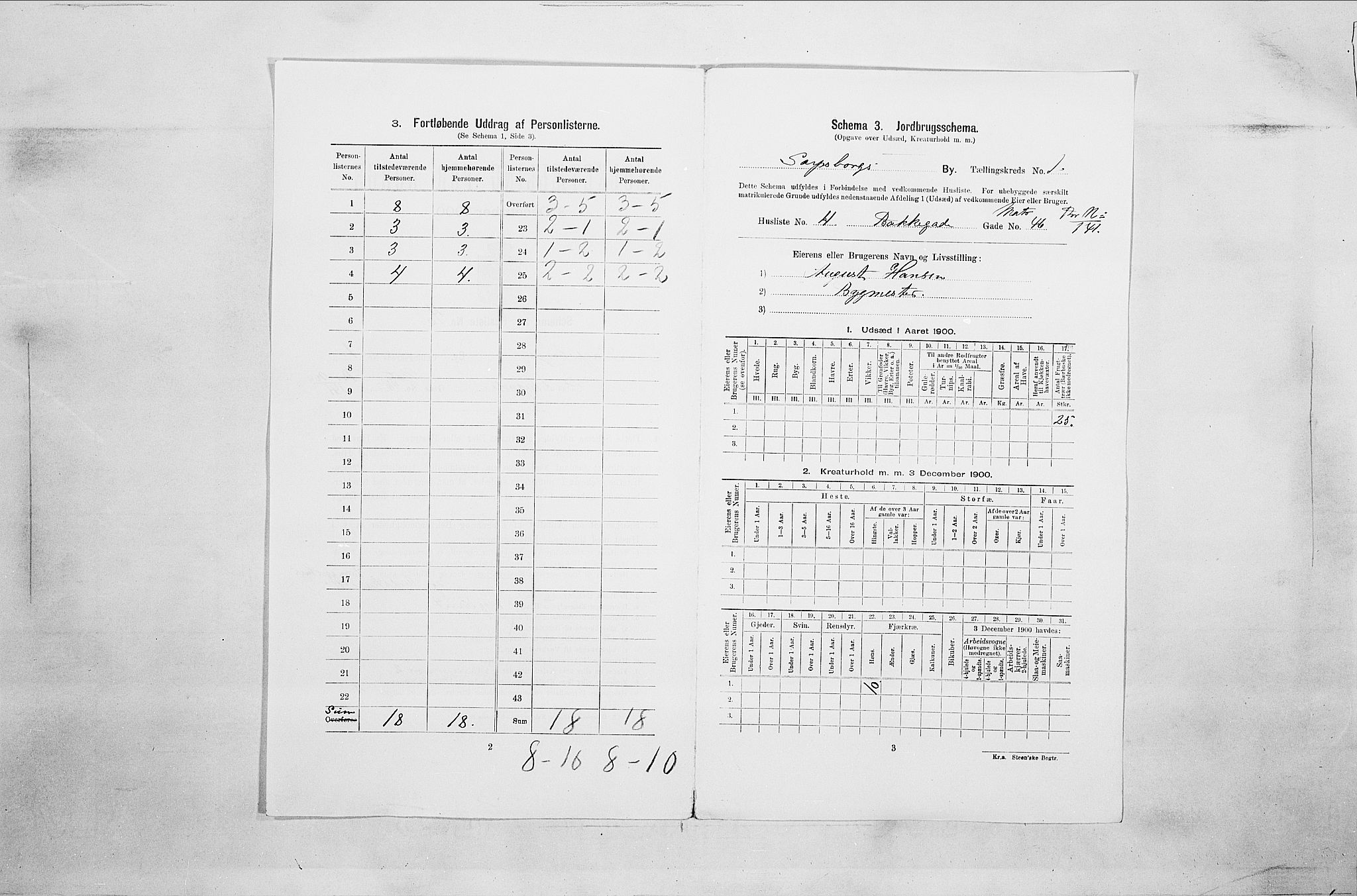 SAO, Folketelling 1900 for 0102 Sarpsborg kjøpstad, 1900