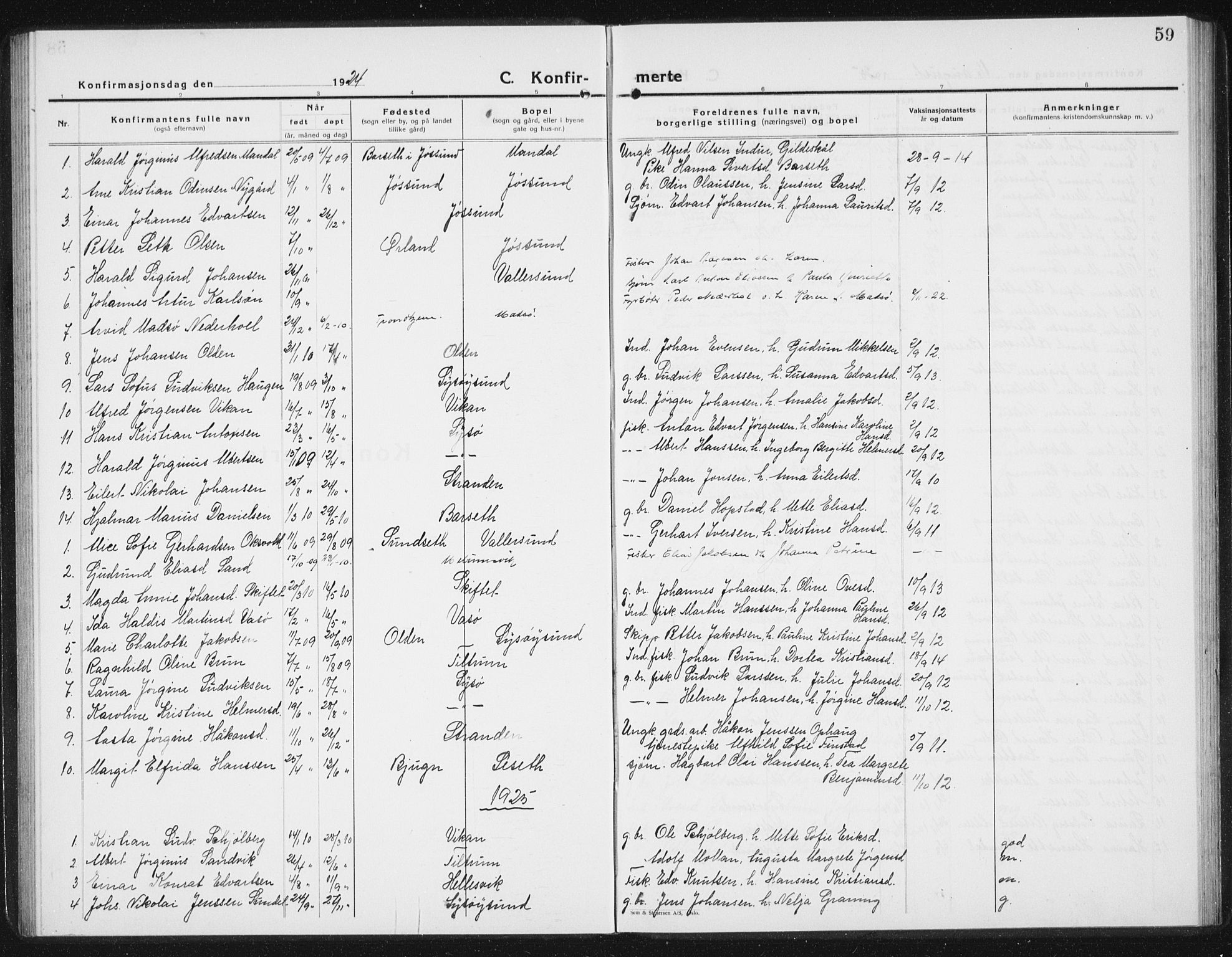 Ministerialprotokoller, klokkerbøker og fødselsregistre - Sør-Trøndelag, AV/SAT-A-1456/654/L0667: Klokkerbok nr. 654C03, 1924-1939, s. 59