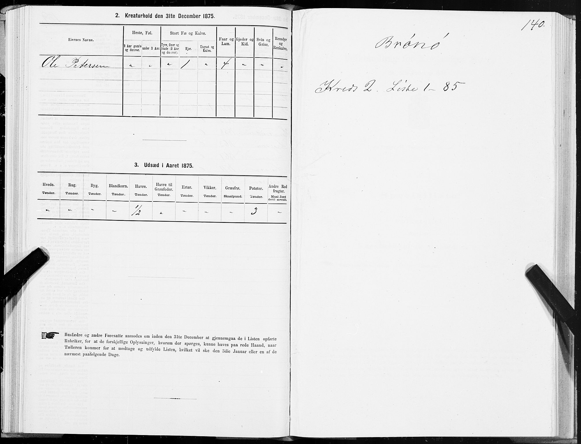 SAT, Folketelling 1875 for 1814P Brønnøy prestegjeld, 1875, s. 1140