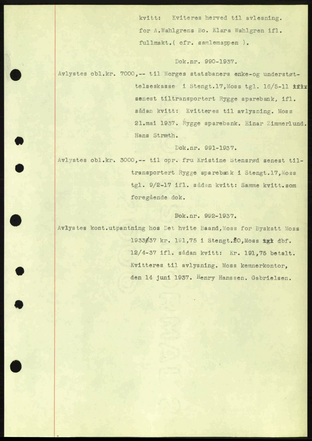 Moss sorenskriveri, SAO/A-10168: Pantebok nr. B3, 1937-1937, Dagboknr: 990/1937