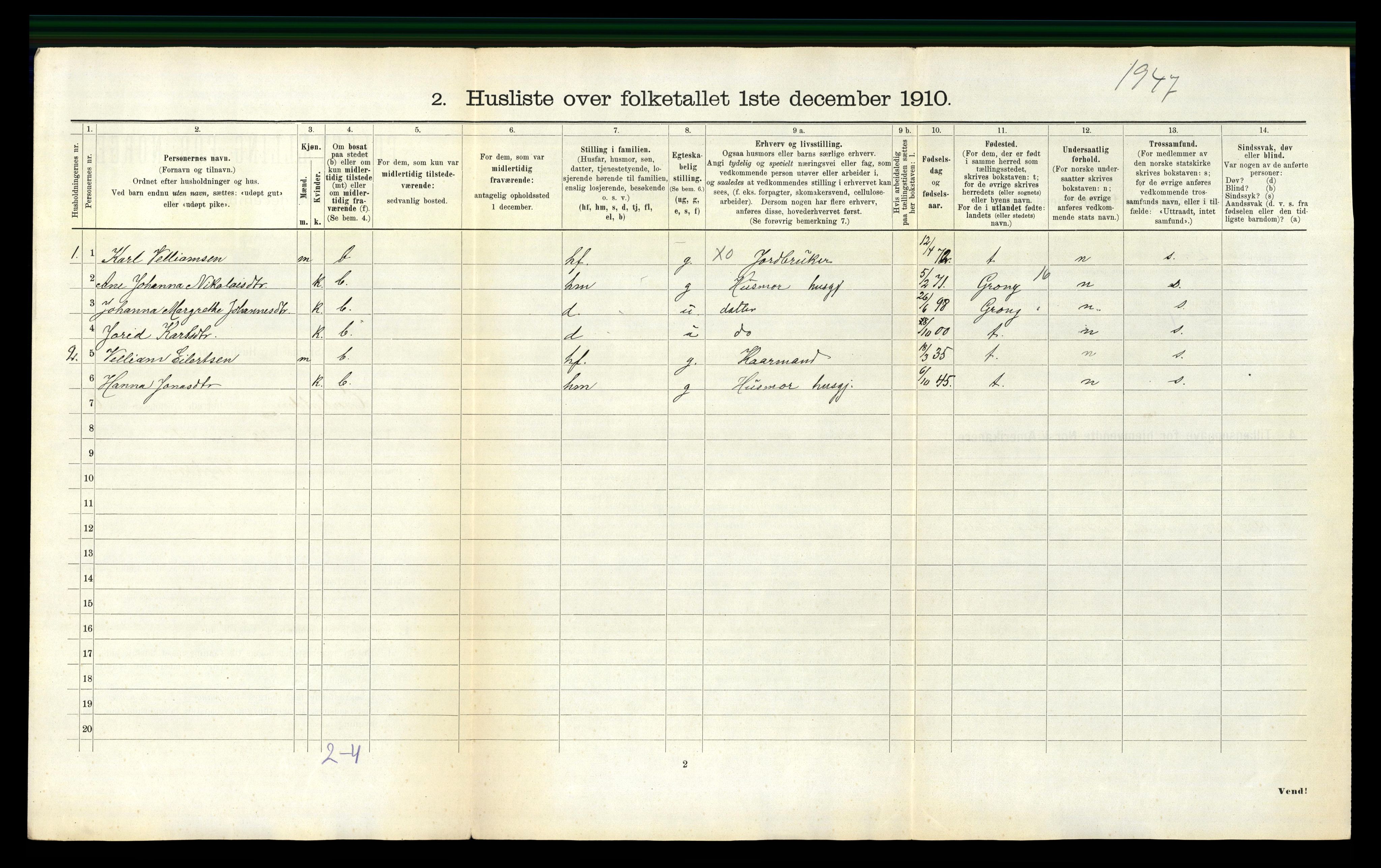 RA, Folketelling 1910 for 1744 Overhalla herred, 1910, s. 822