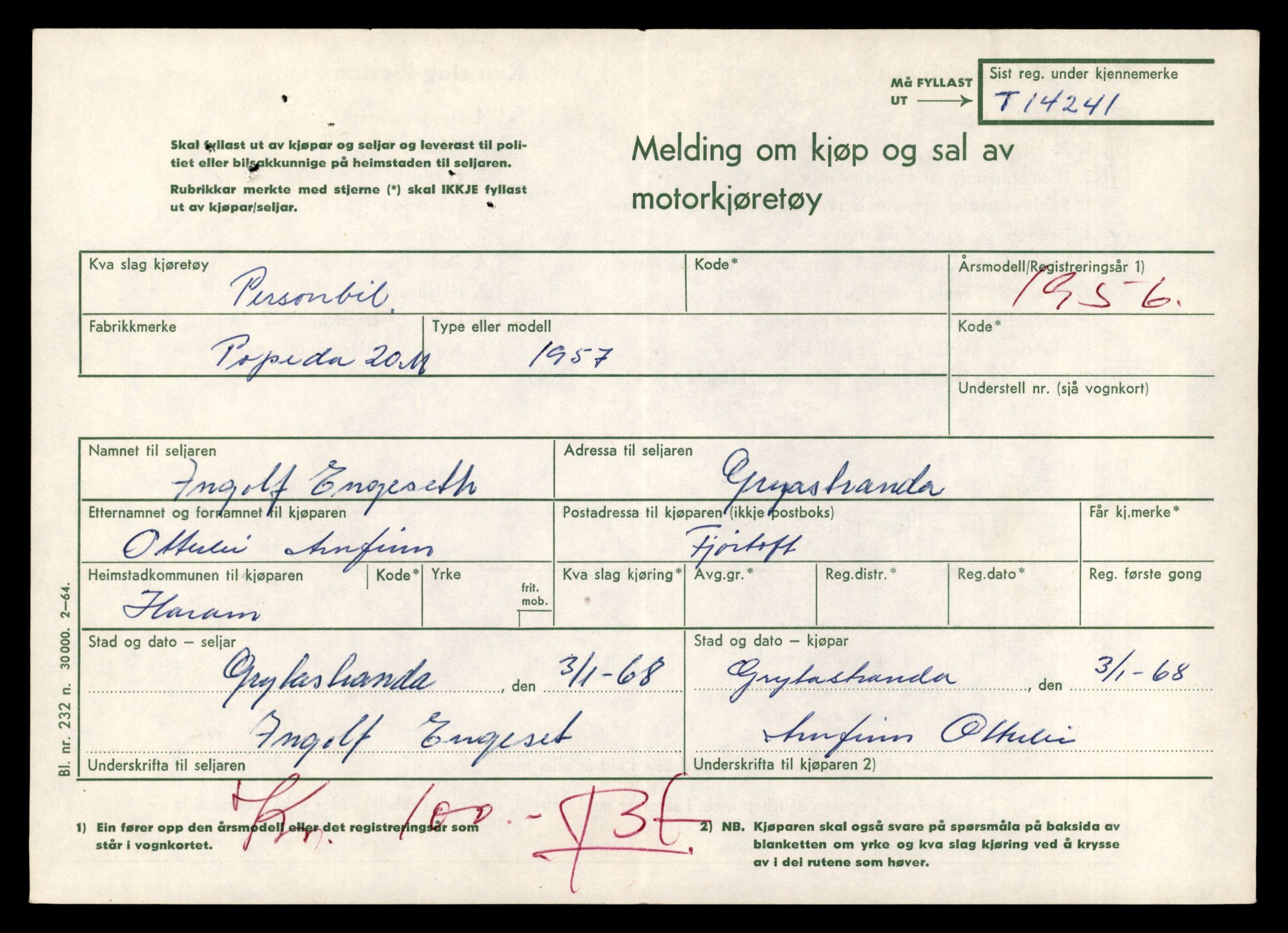 Møre og Romsdal vegkontor - Ålesund trafikkstasjon, AV/SAT-A-4099/F/Fe/L0044: Registreringskort for kjøretøy T 14205 - T 14319, 1927-1998, s. 1090
