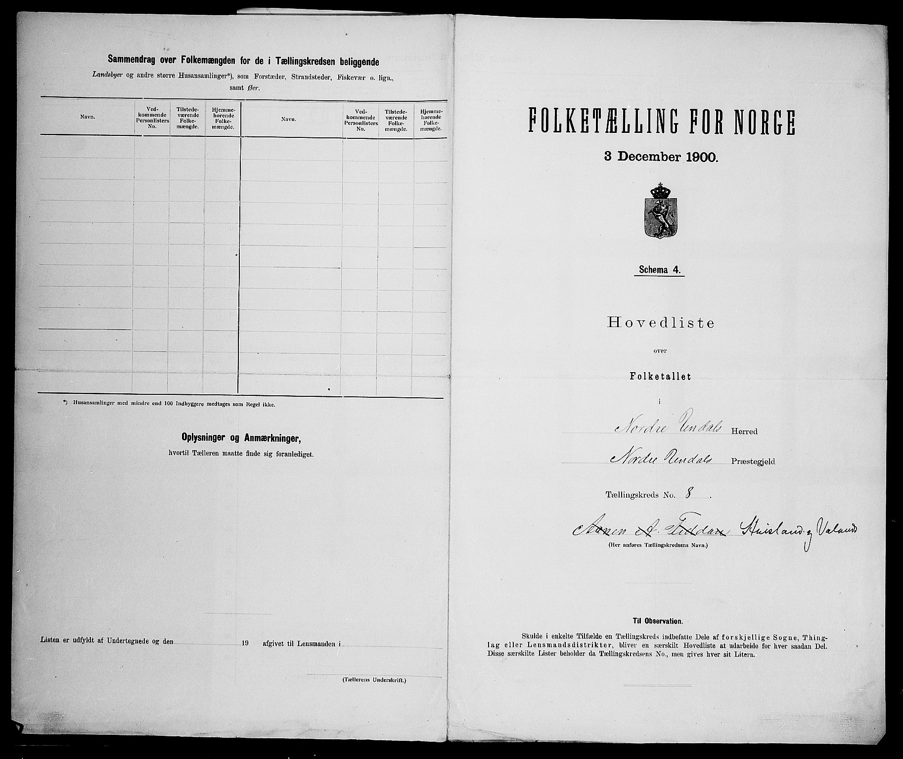 SAK, Folketelling 1900 for 1028 Nord-Audnedal herred, 1900, s. 30