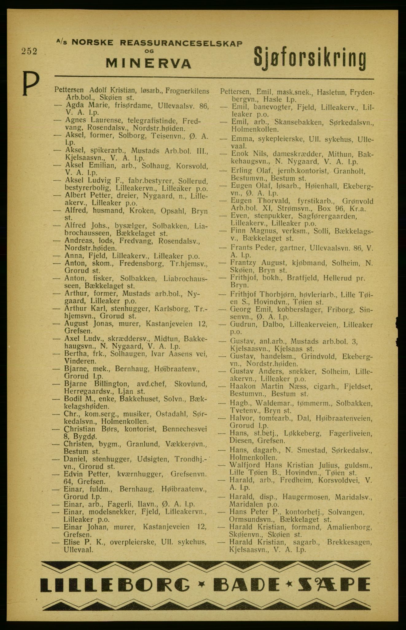 Aker adressebok/adressekalender, PUBL/001/A/002: Akers adressekalender, 1922, s. 252