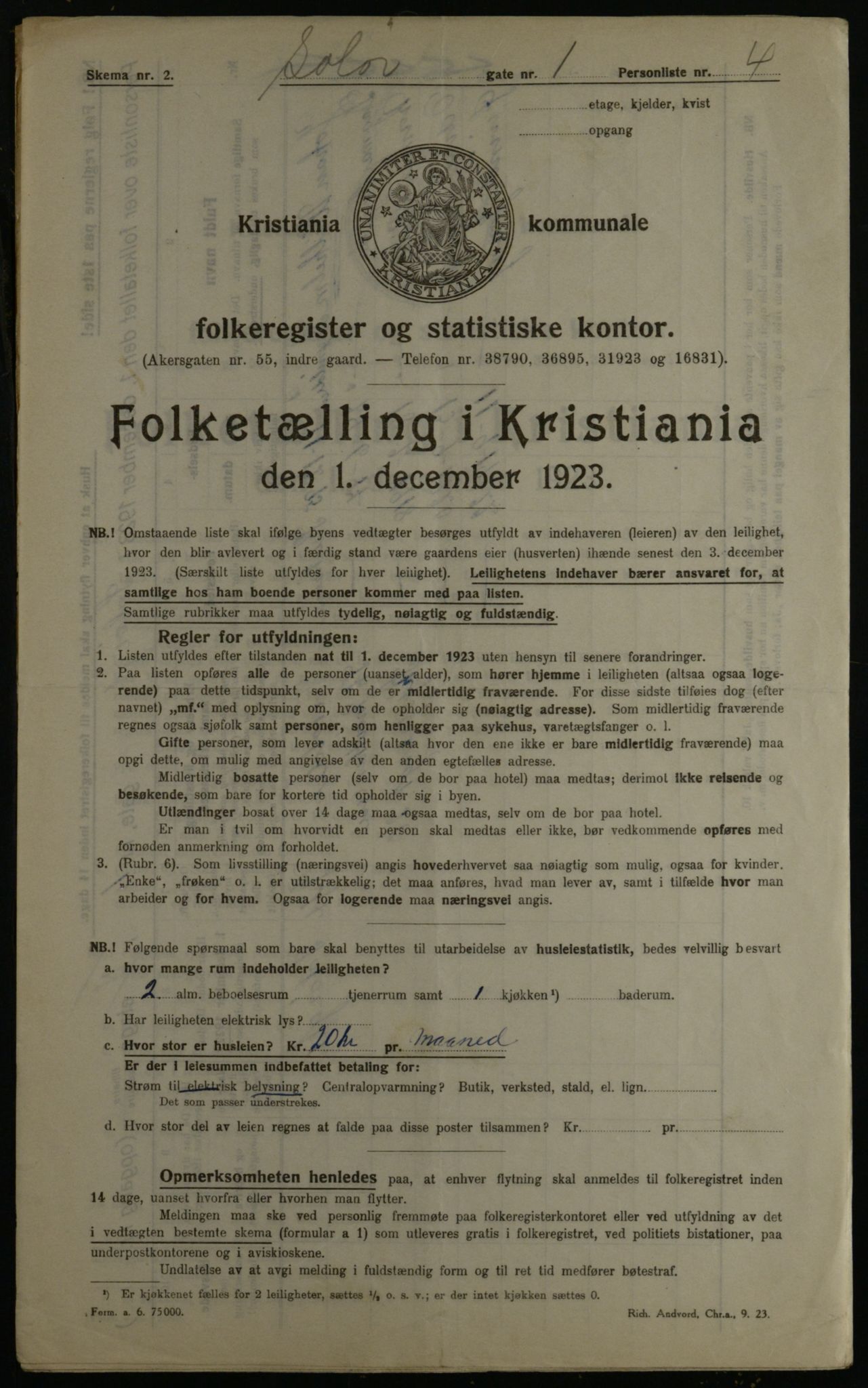 OBA, Kommunal folketelling 1.12.1923 for Kristiania, 1923, s. 109830