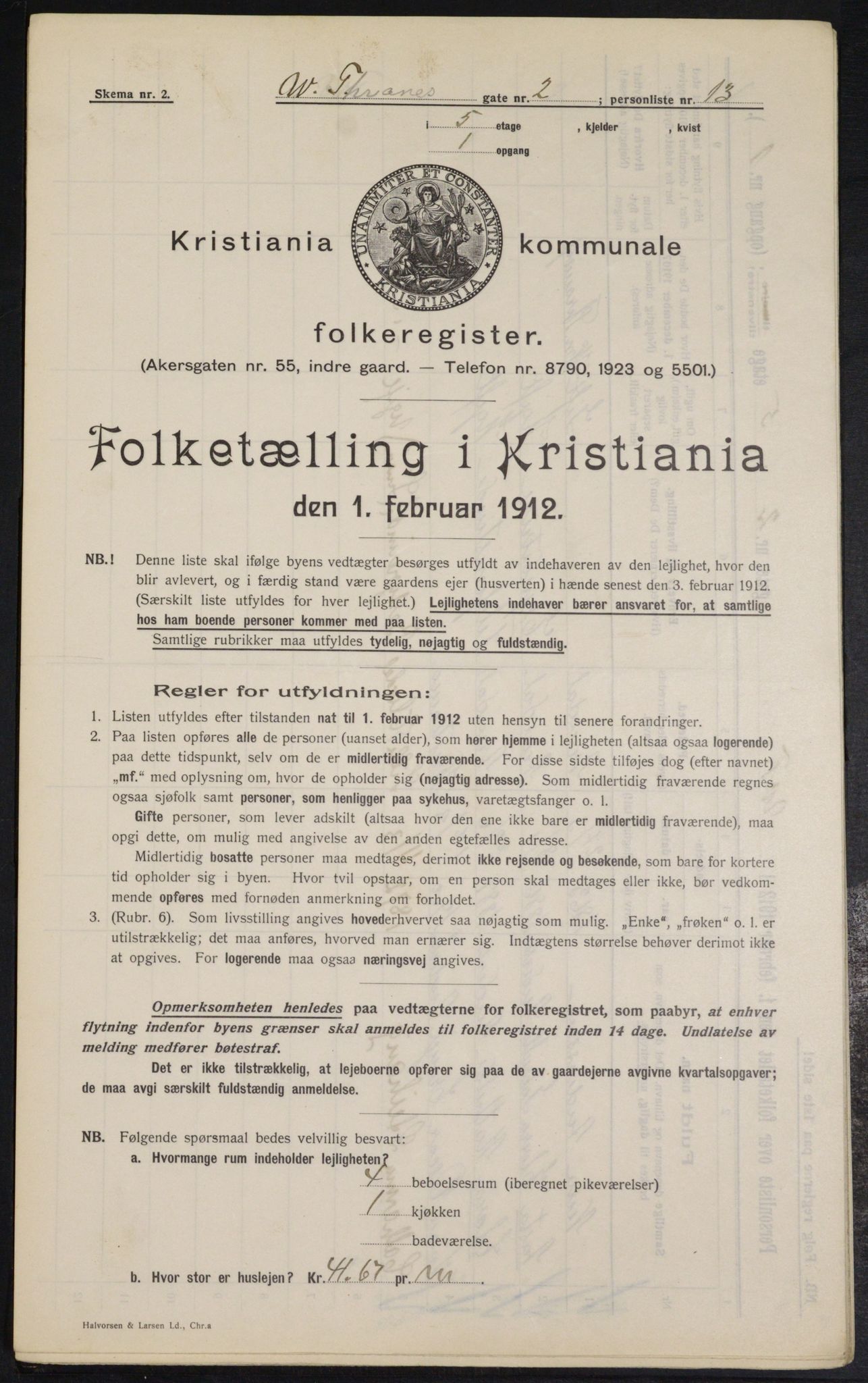 OBA, Kommunal folketelling 1.2.1912 for Kristiania, 1912, s. 126228