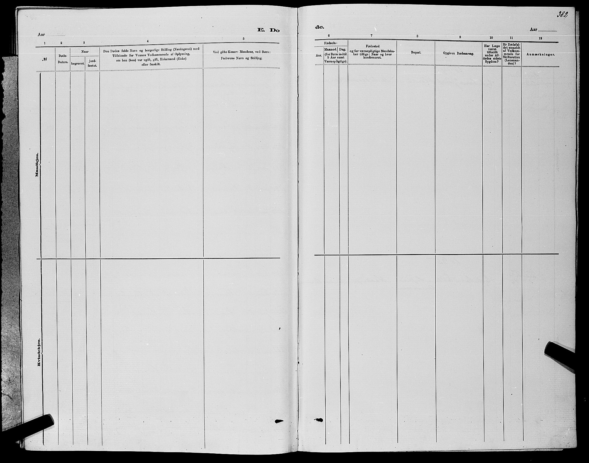 Nedre Eiker kirkebøker, AV/SAKO-A-612/G/Ga/L0002: Klokkerbok nr. 2, 1880-1896, s. 382