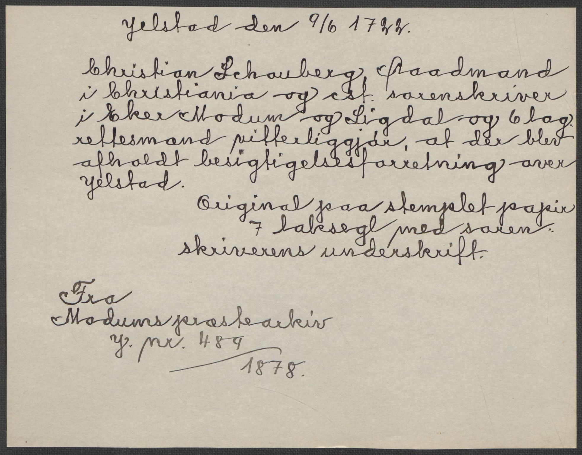 Riksarkivets diplomsamling, AV/RA-EA-5965/F15/L0016: Prestearkiv - Buskerud, 1662-1781, s. 140