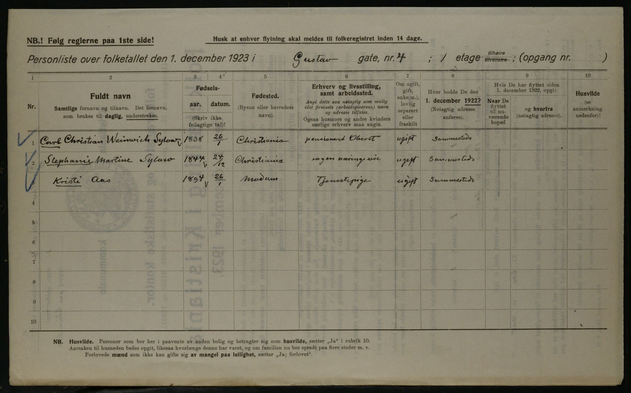 OBA, Kommunal folketelling 1.12.1923 for Kristiania, 1923, s. 36318