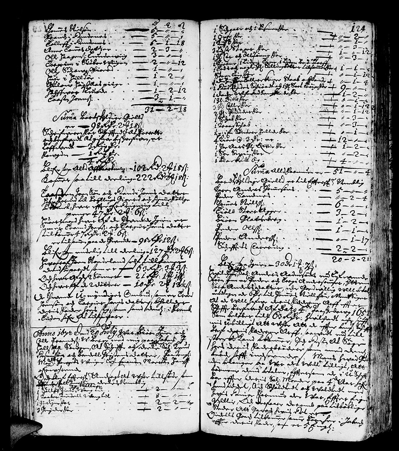 Mandal sorenskriveri, SAK/1221-0005/001/H/Hc/L0001: Skifteprotokoll nr 1 med register, 1667-1677, s. 123b-124a