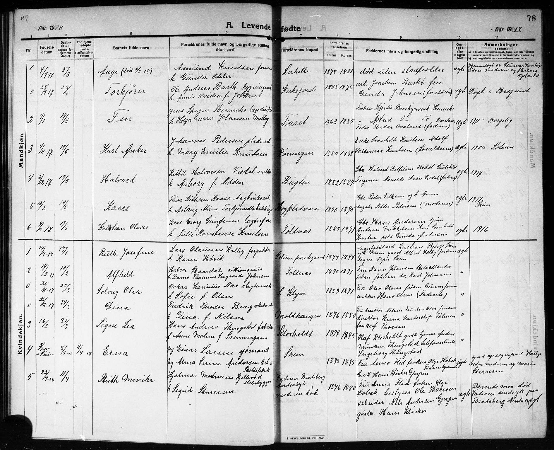 Solum kirkebøker, AV/SAKO-A-306/G/Ga/L0009: Klokkerbok nr. I 9, 1909-1922, s. 78