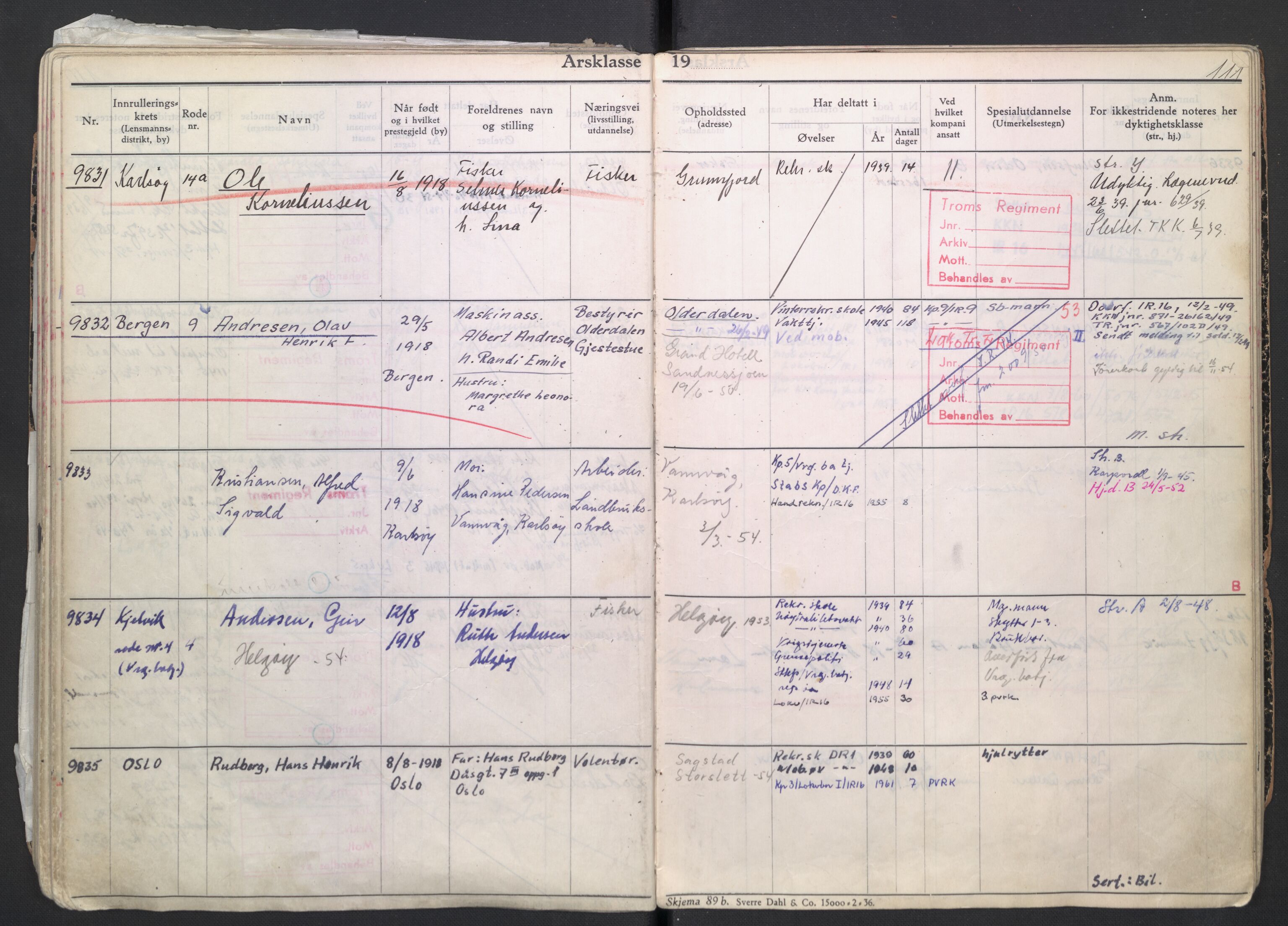 Forsvaret, Troms infanteriregiment nr. 16, AV/RA-RAFA-3146/P/Pa/L0007/0004: Ruller / Rulle for regimentets menige mannskaper, årsklasse 1939, 1939, s. 111